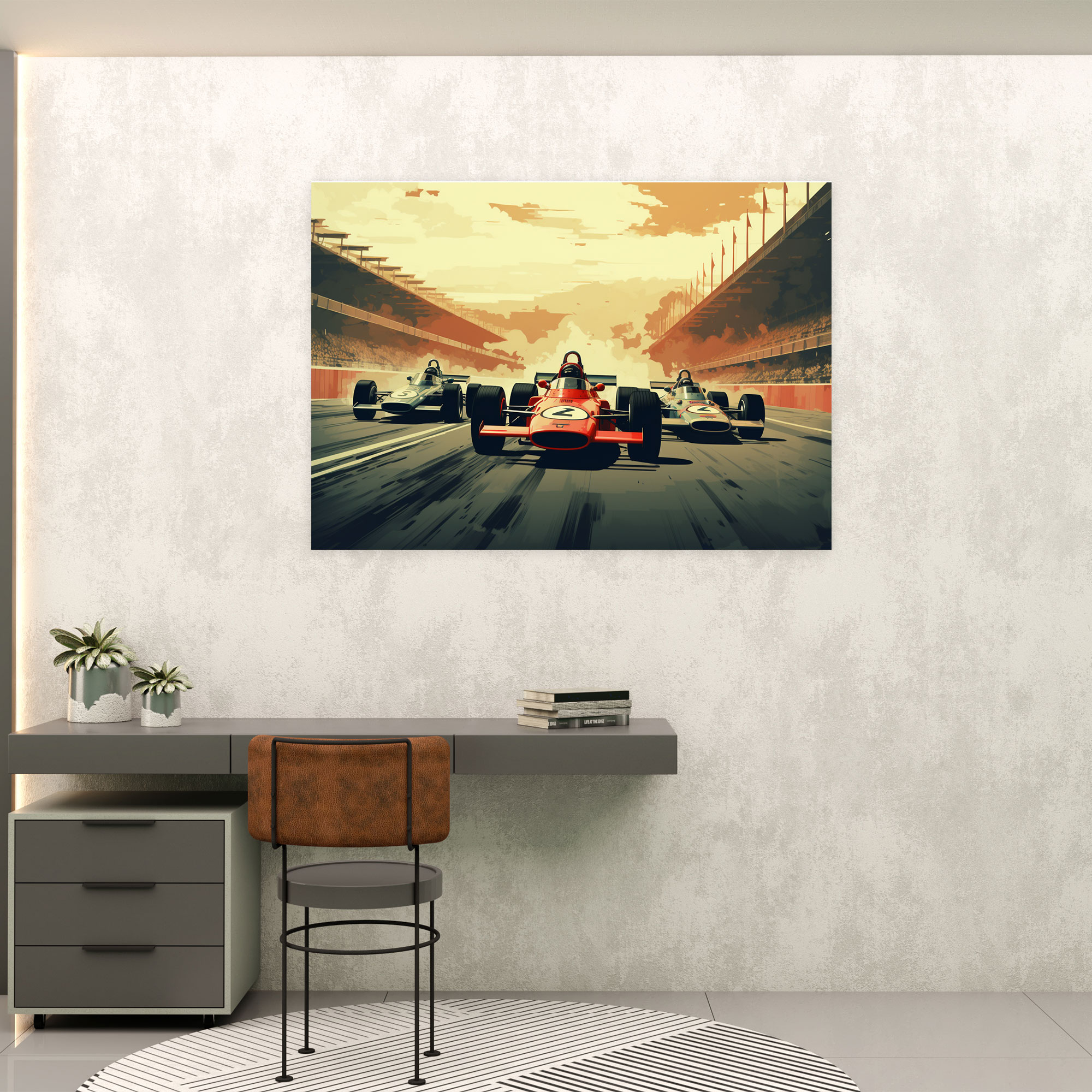Formula 1 Kanvas Tablo - Retro Tarz Duvar Sanatı - Ev Dekorasyonu Vintage Tarz Duvar Sanatı