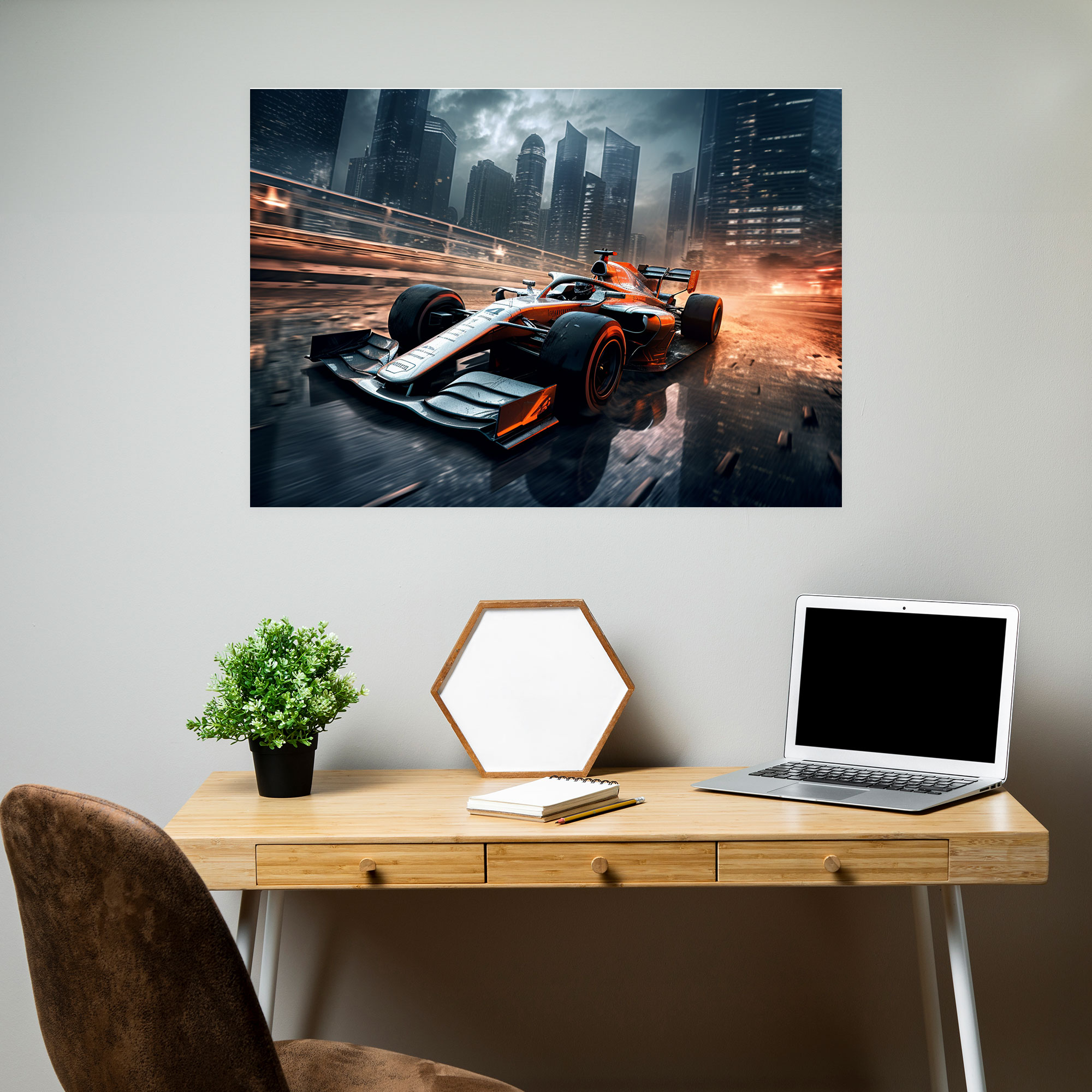 Formula 1 Wall Decoration - Futuristic Digital Art Canvas Print - Formula 1, Wall Art, Futuristic Digital Artwork, Formula 1 Cars