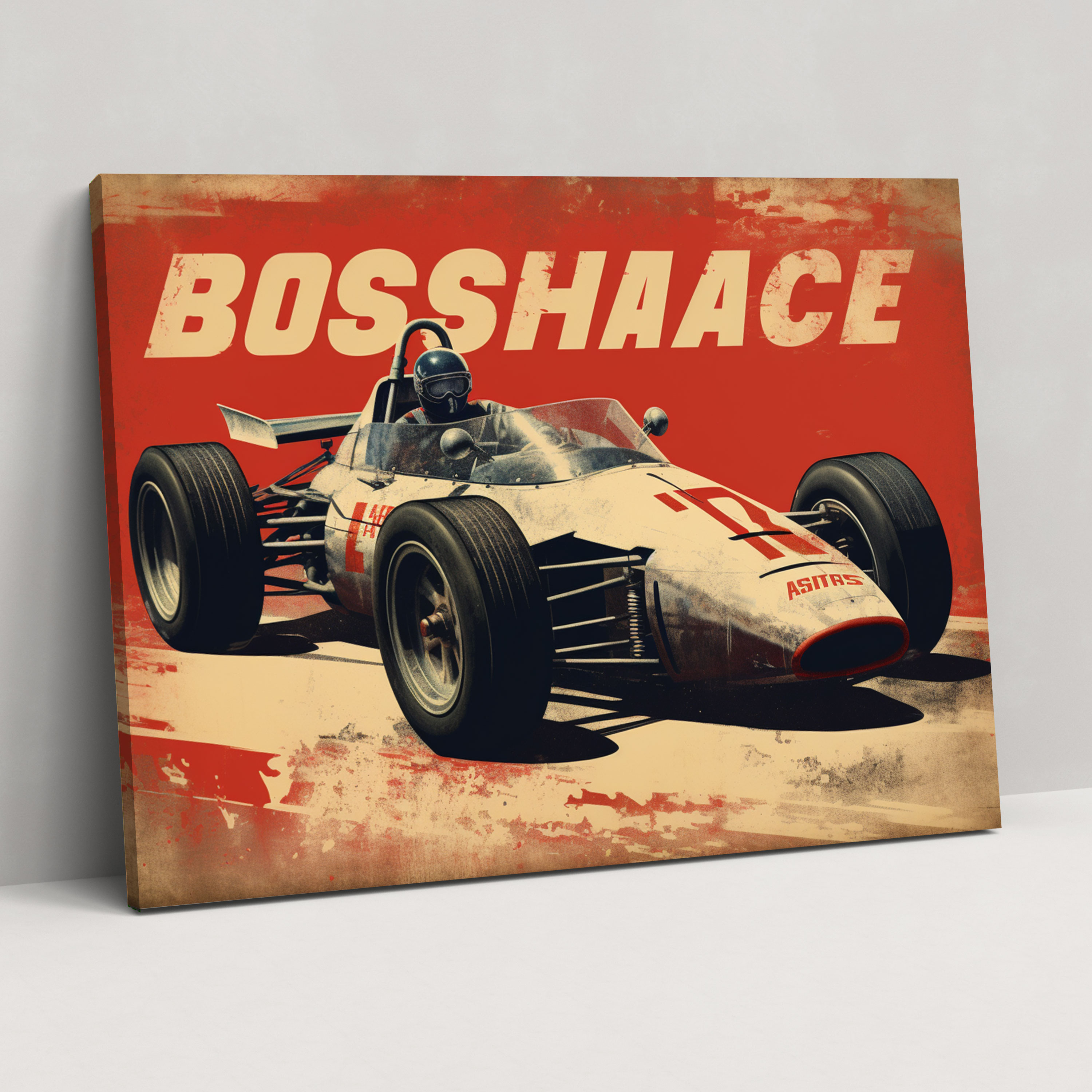 Formula 1 Wall Decoration - Formula 1, Distressed Textures, Retro Advertisement, Canvas Wall Art