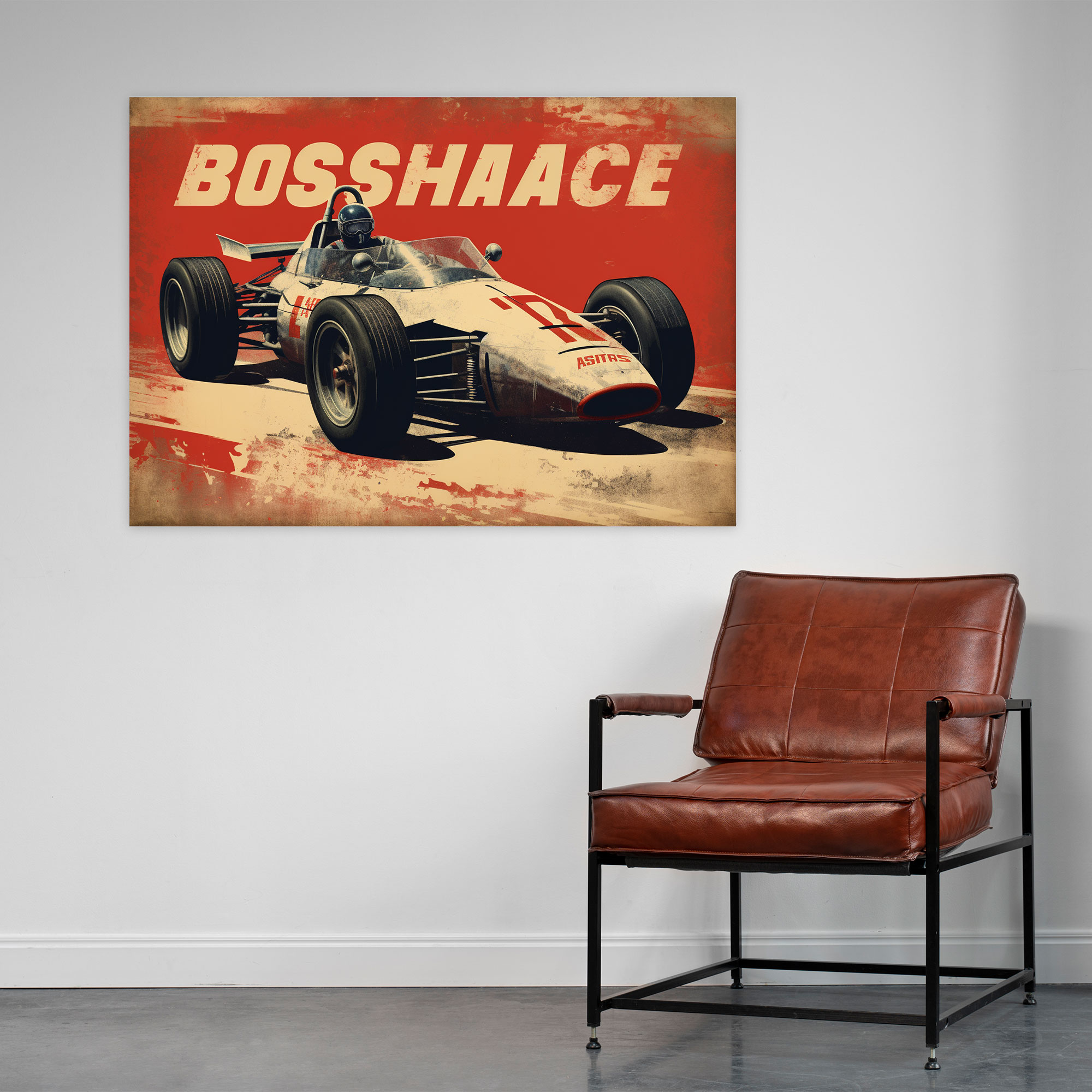 Formula 1 Wall Decoration - Formula 1, Distressed Textures, Retro Advertisement, Canvas Wall Art