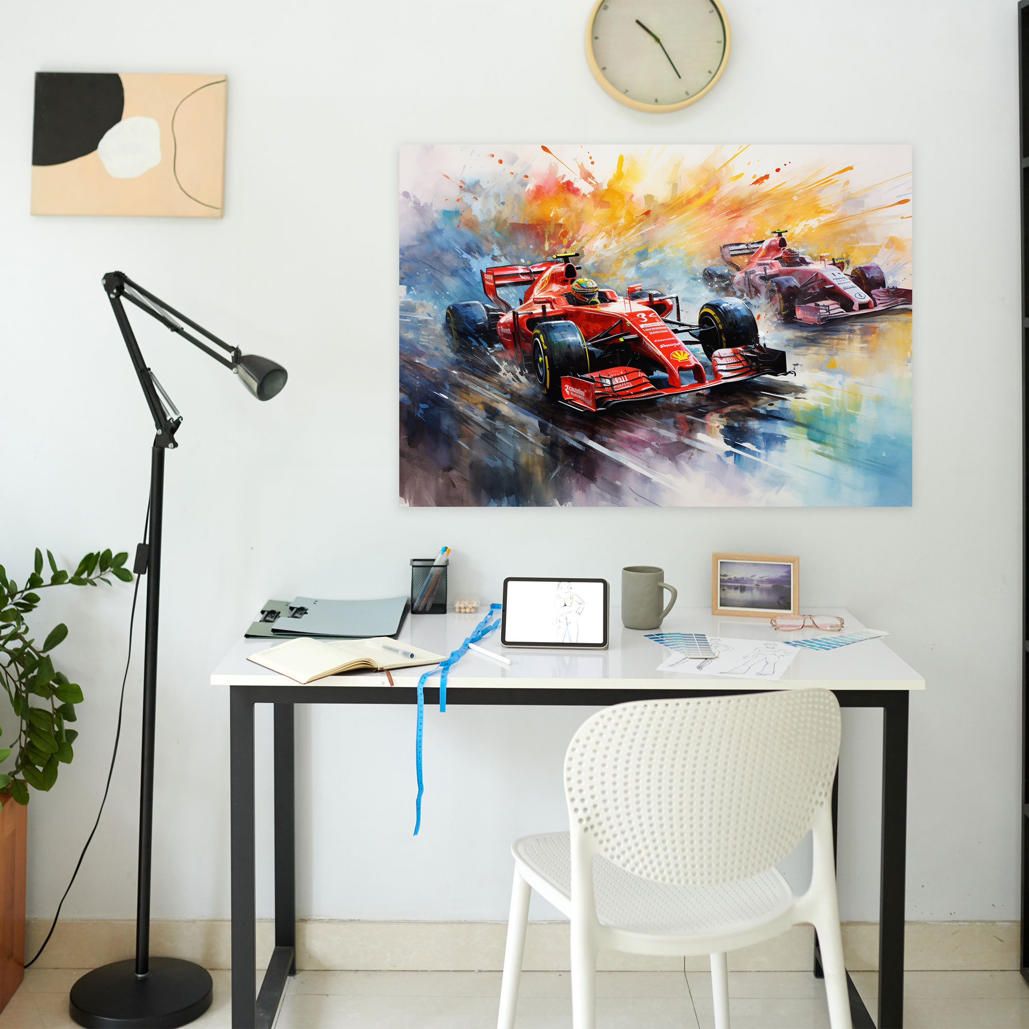 Formula 1 Canvas Print - Formula 1, Motion, Watercolor Painting, Canvas Wall Art