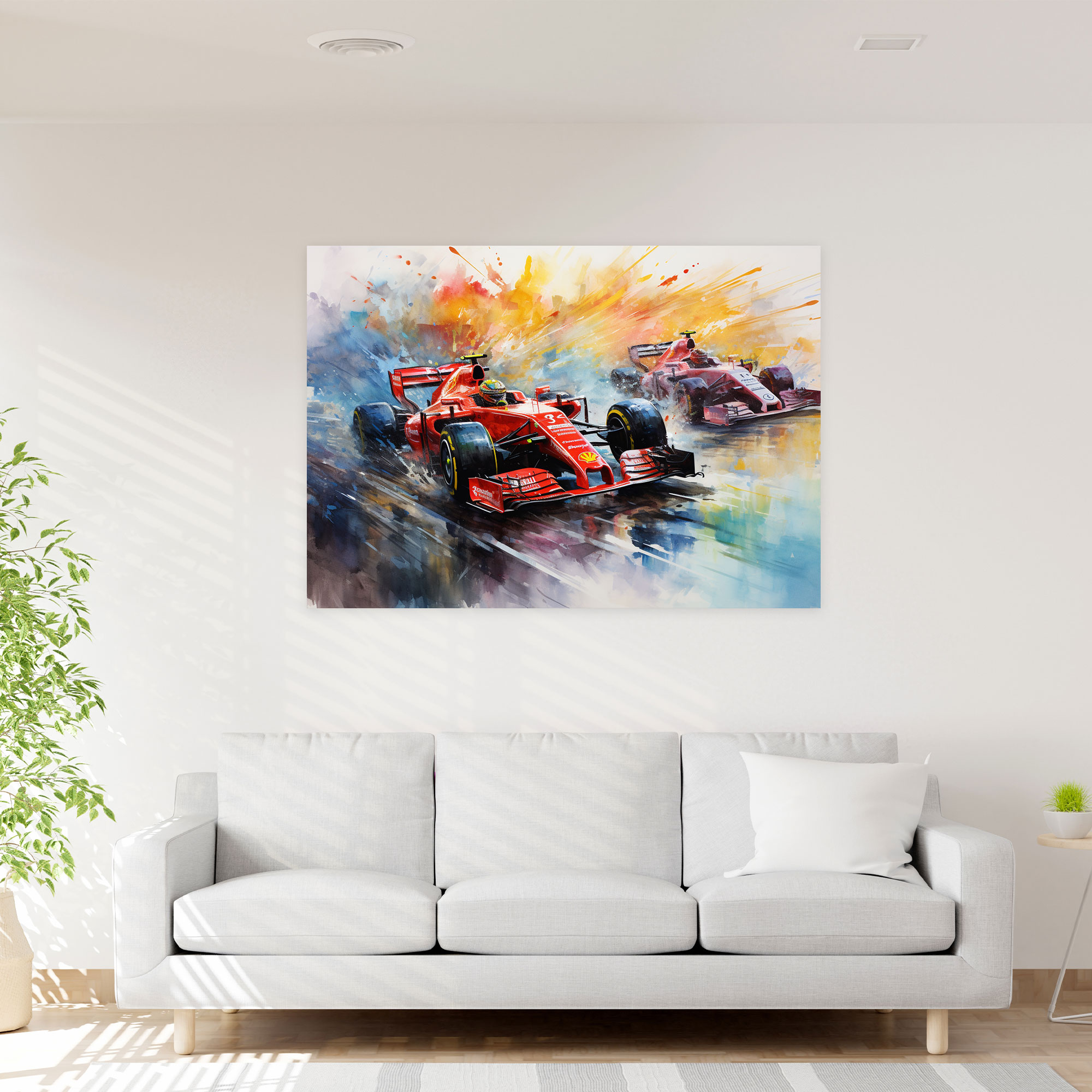 Formula 1 Canvas Print - Formula 1, Motion, Watercolor Painting, Canvas Wall Art