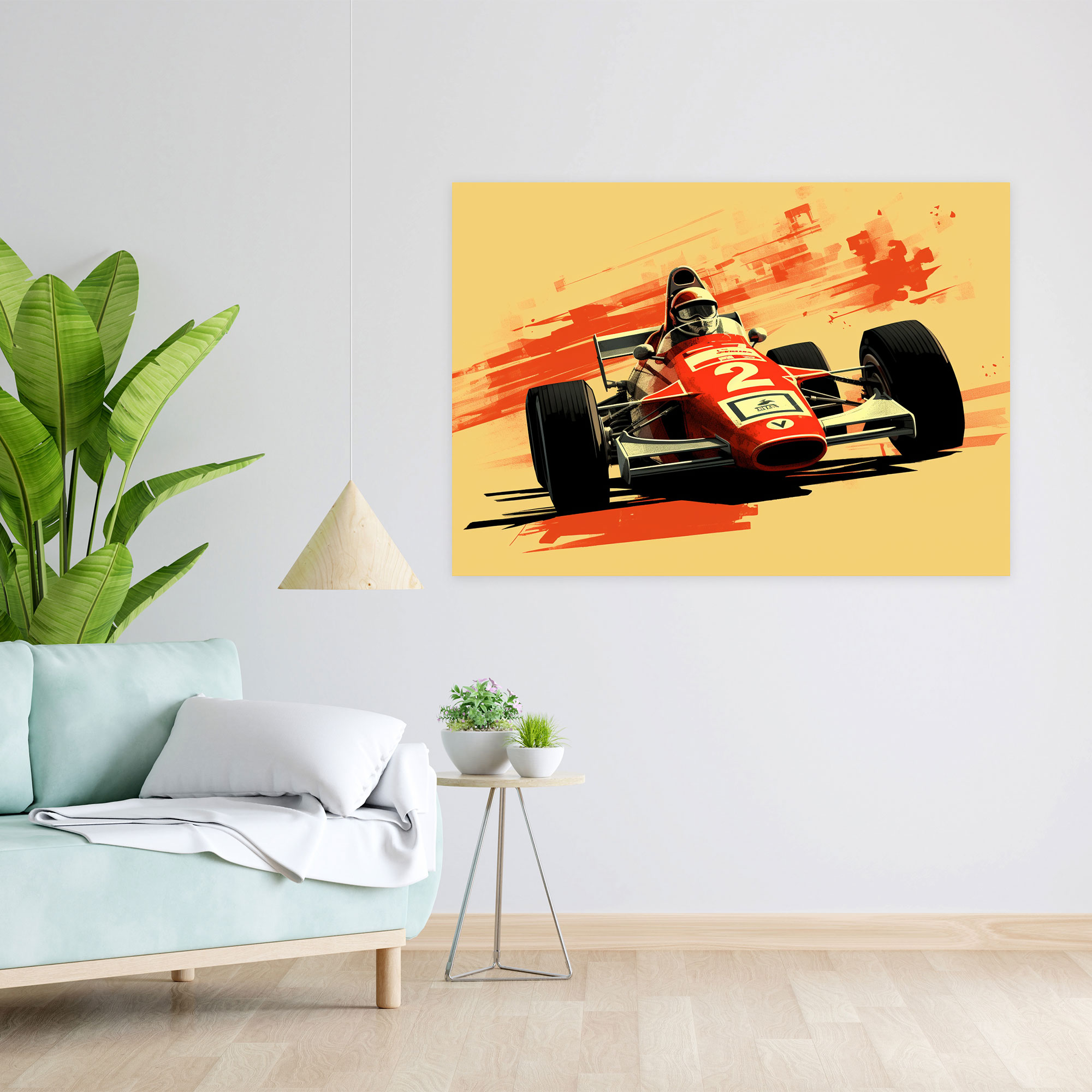 Formula 1 Temalı Duvar Dekorasyonu - Illustrasyonlu İkonik Görüntülerle ve Cesur Tipografiyle