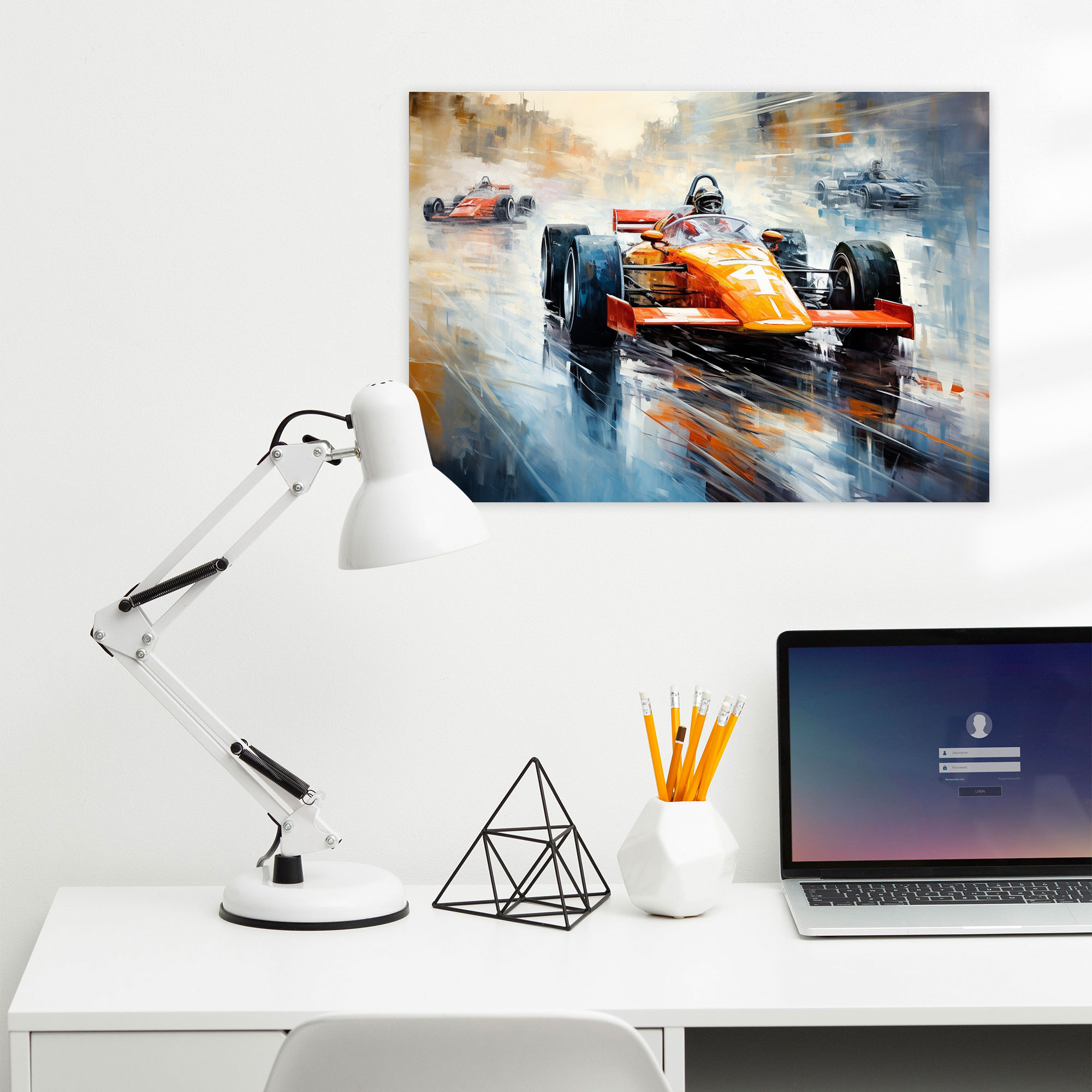 Formula 1 Duvar Dekorasyonu - Hızlı Tempolu Aksiyon Bulanık Tasvir Kanvas Tablo Sanatı