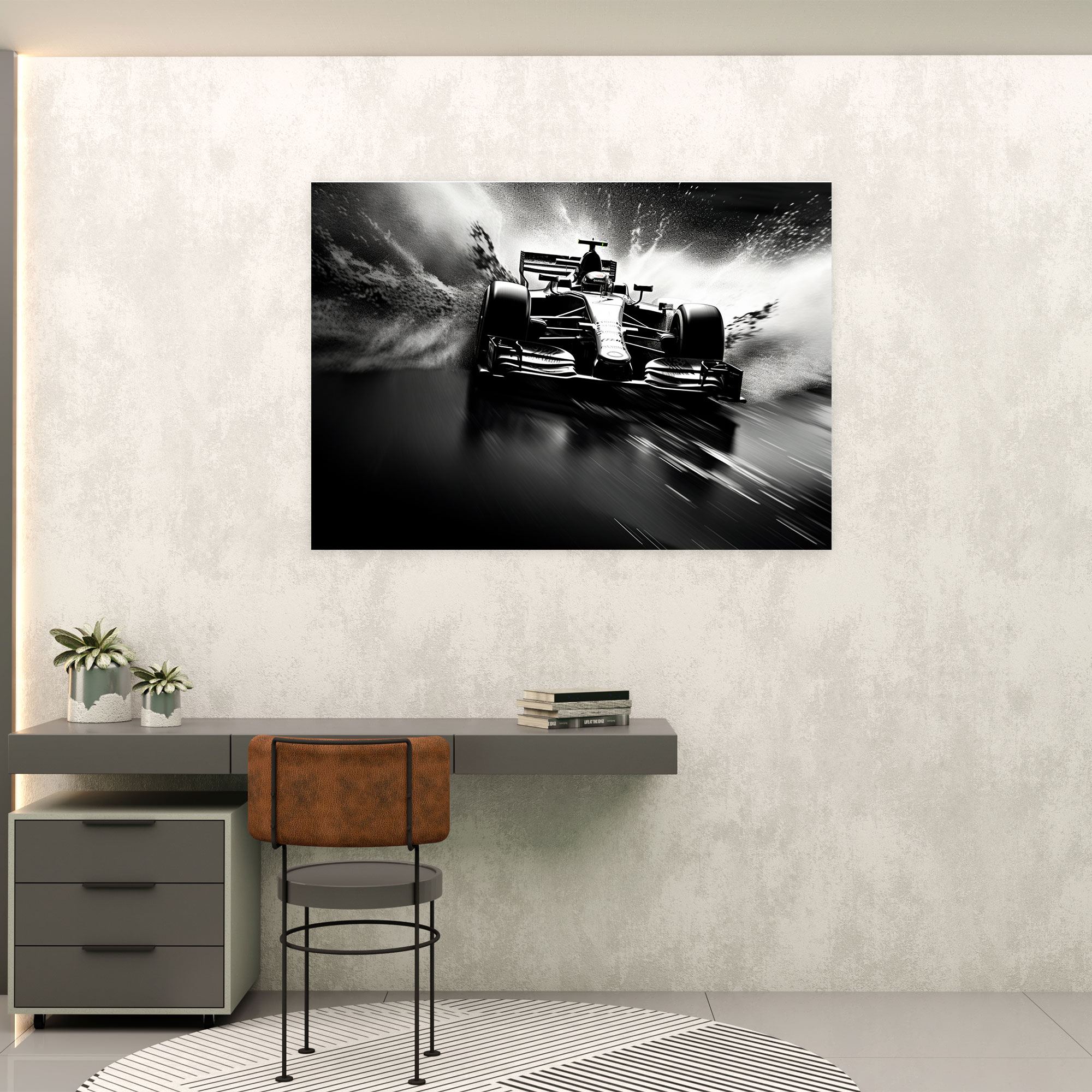 Formula 1 Canvas Print - Formula 1, Black And White Photograph, Intensity, Home Decoration