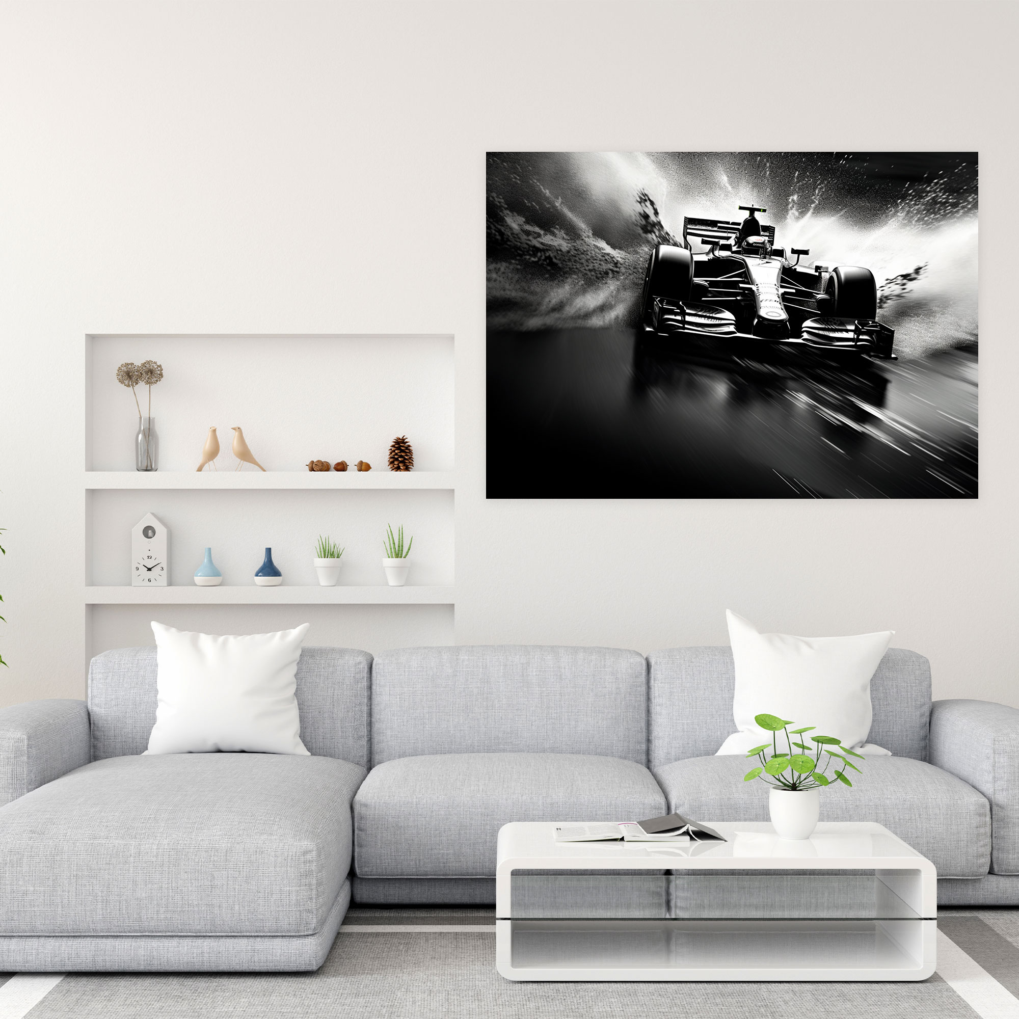 Formula 1 Canvas Print - Formula 1, Black And White Photograph, Intensity, Home Decoration