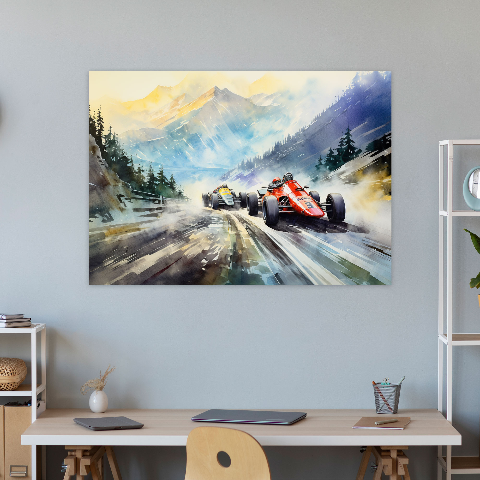 Formula 1 Canvas Wall Decoration - Formula 1, Mountain Backdrop, Wall Decoration, Canvas