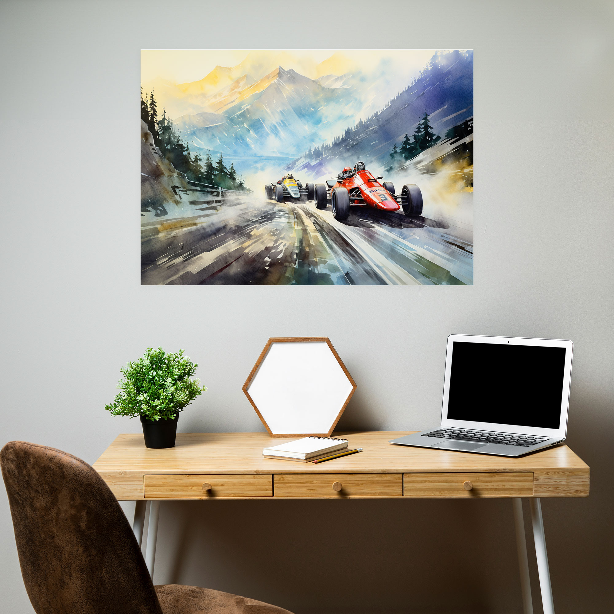 Formula 1 Canvas Wall Decoration - Formula 1, Mountain Backdrop, Wall Decoration, Canvas