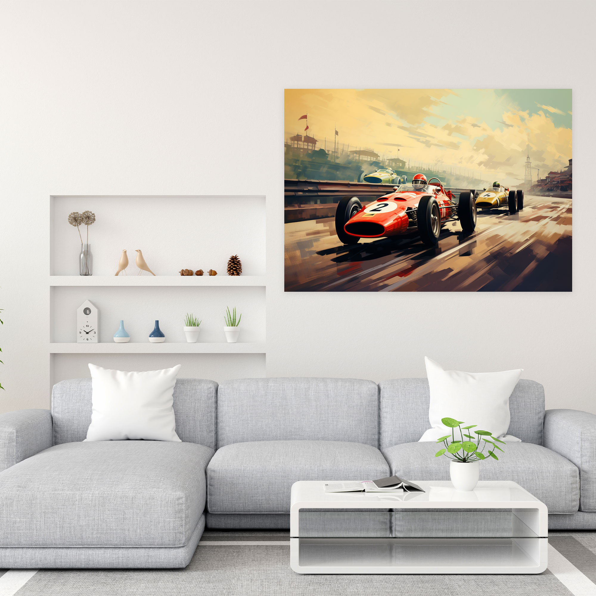 Formula 1 Retro Vintage Kanvas Tablo - Duvar Sanatı