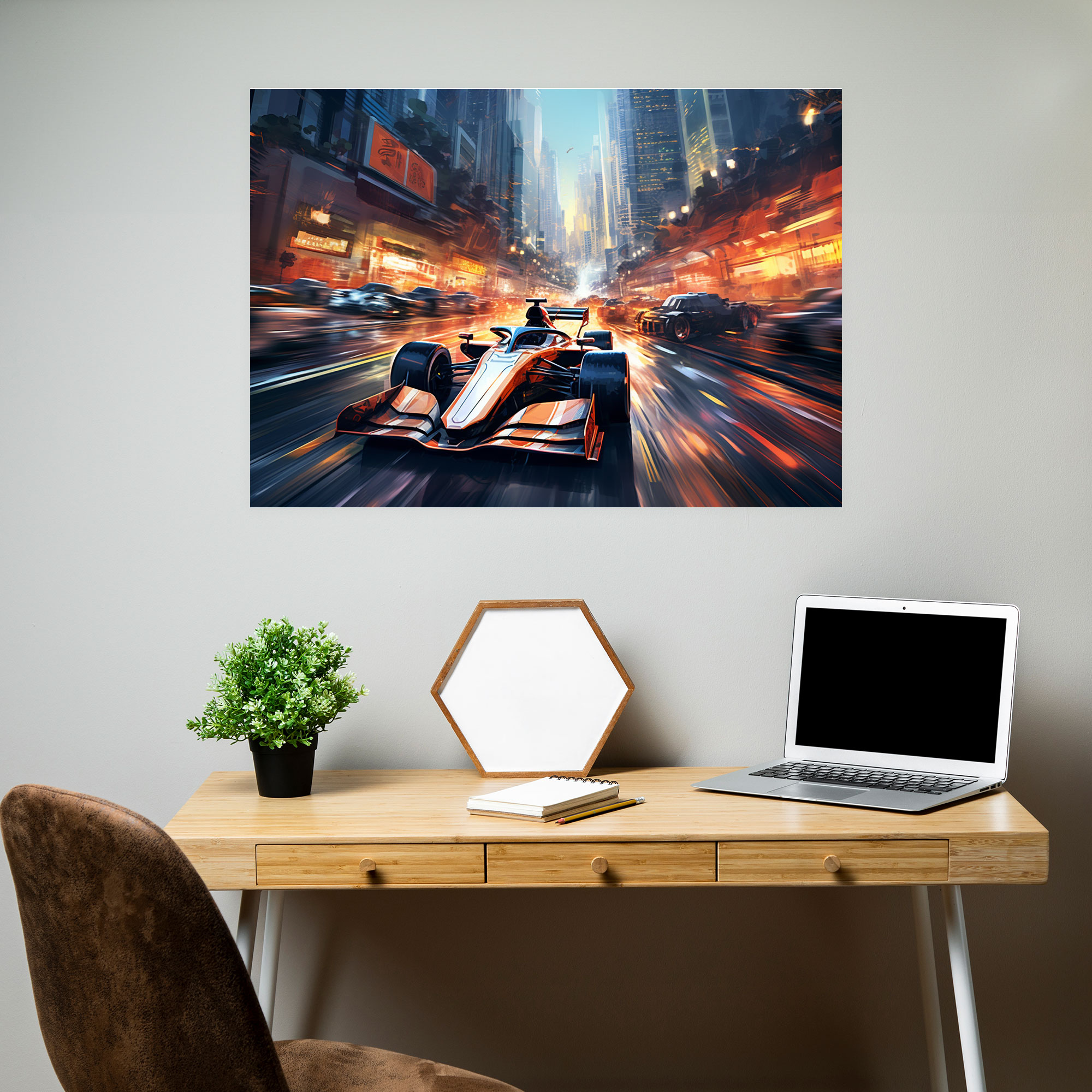 Formula 1 Wall Decoration - Futuristic Digital Art Canvas Print - Formula 1, Formula 1, Wall Art, Wall Decoration