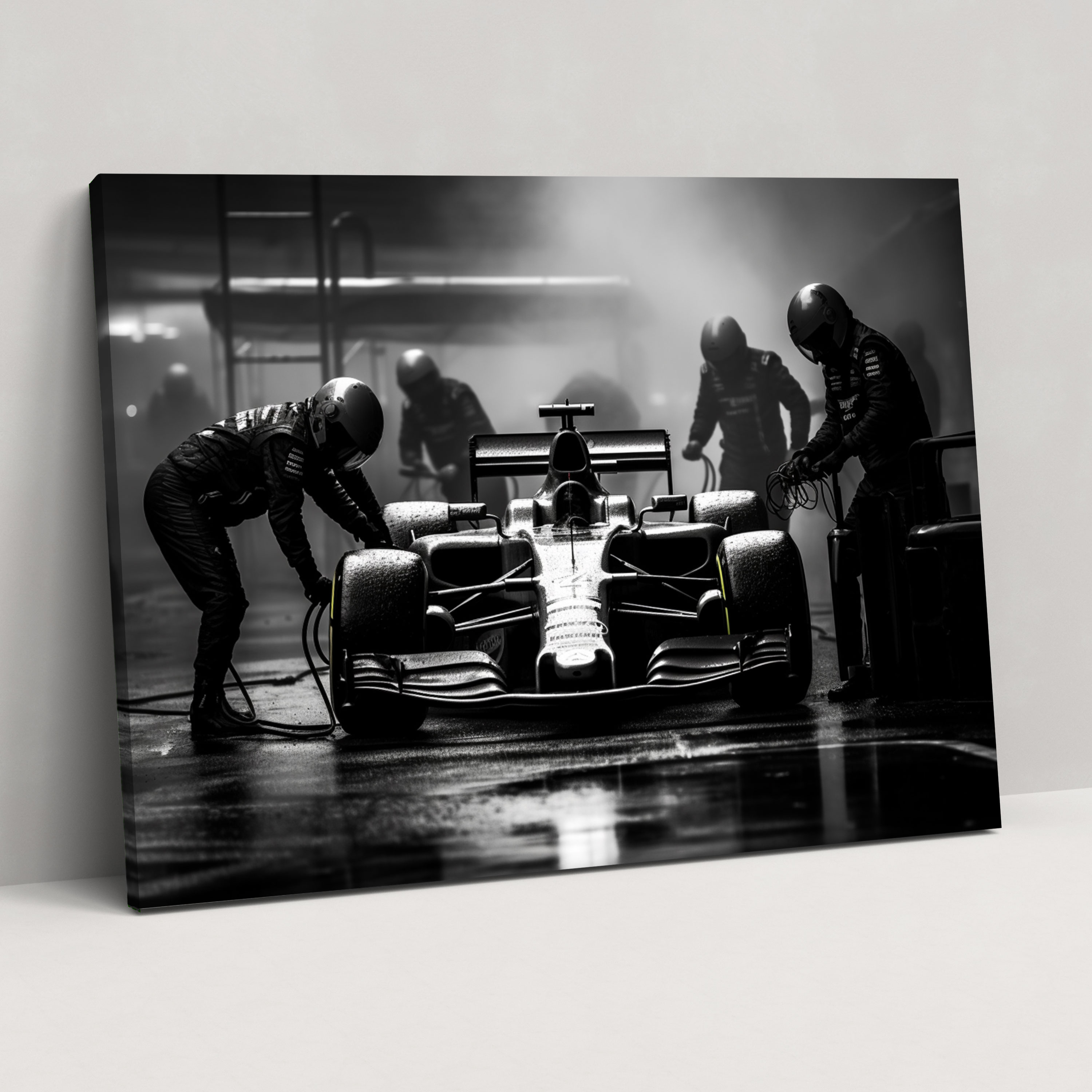 Formula 1 Canvas Print - Black And White Pit Stop Wall Art - Formula 1, Wall Art, Home Decoration, Pit Stop