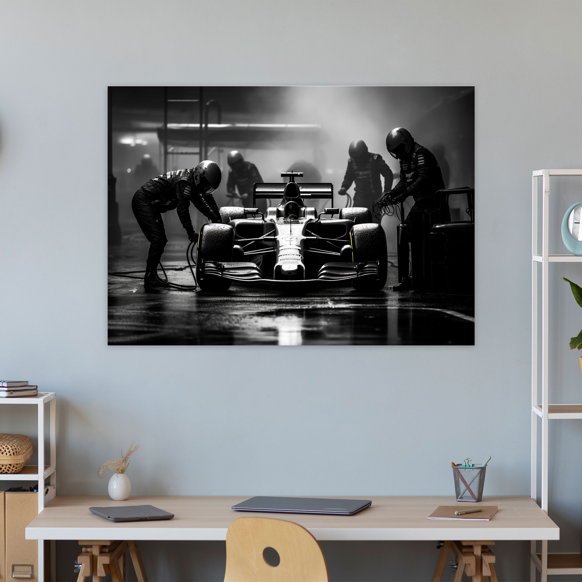 Formula 1 Canvas Print - Black And White Pit Stop Wall Art - Formula 1, Wall Art, Home Decoration, Pit Stop