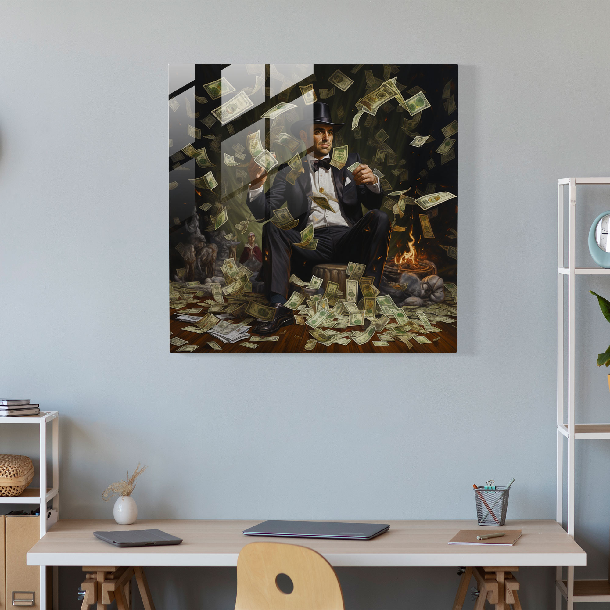 Goodfellas Surreal Glass Print - Goodfellas, Crime, Money, Glass Print