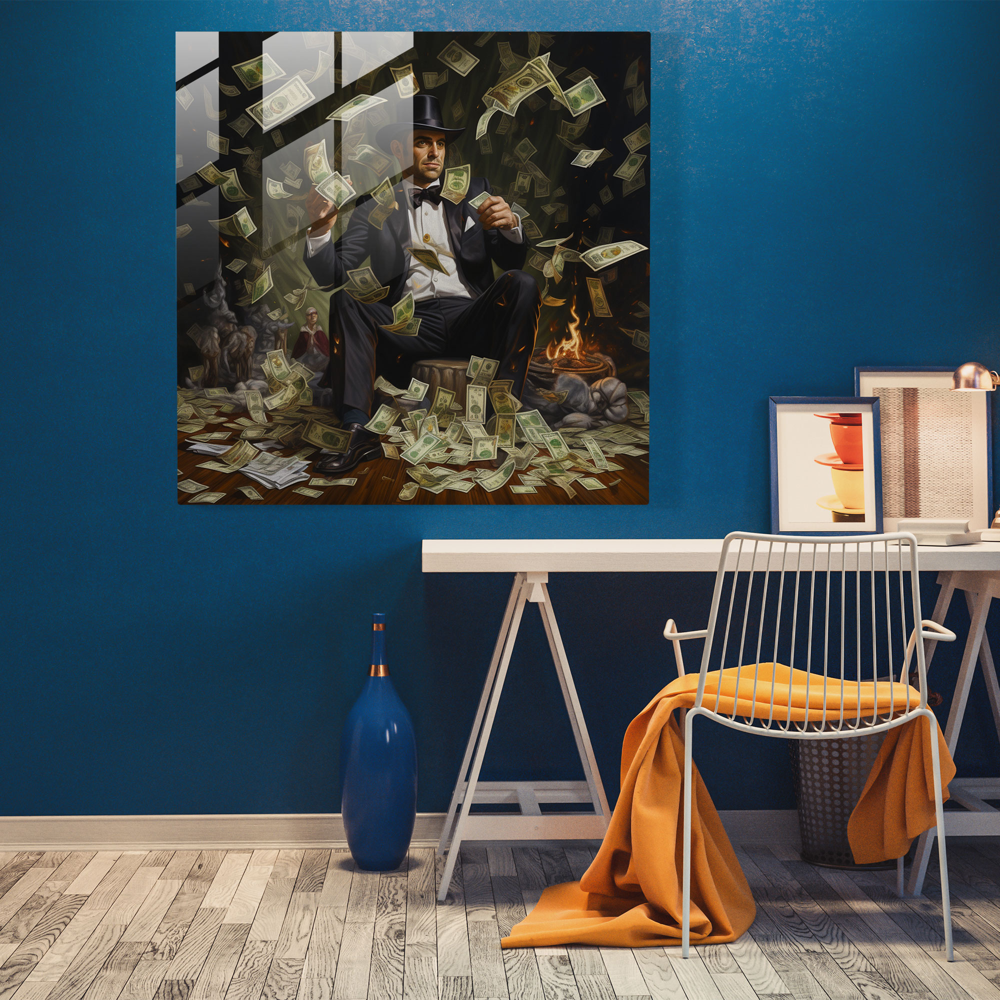 Goodfellas Surreal Glass Print - Goodfellas, Crime, Money, Glass Print