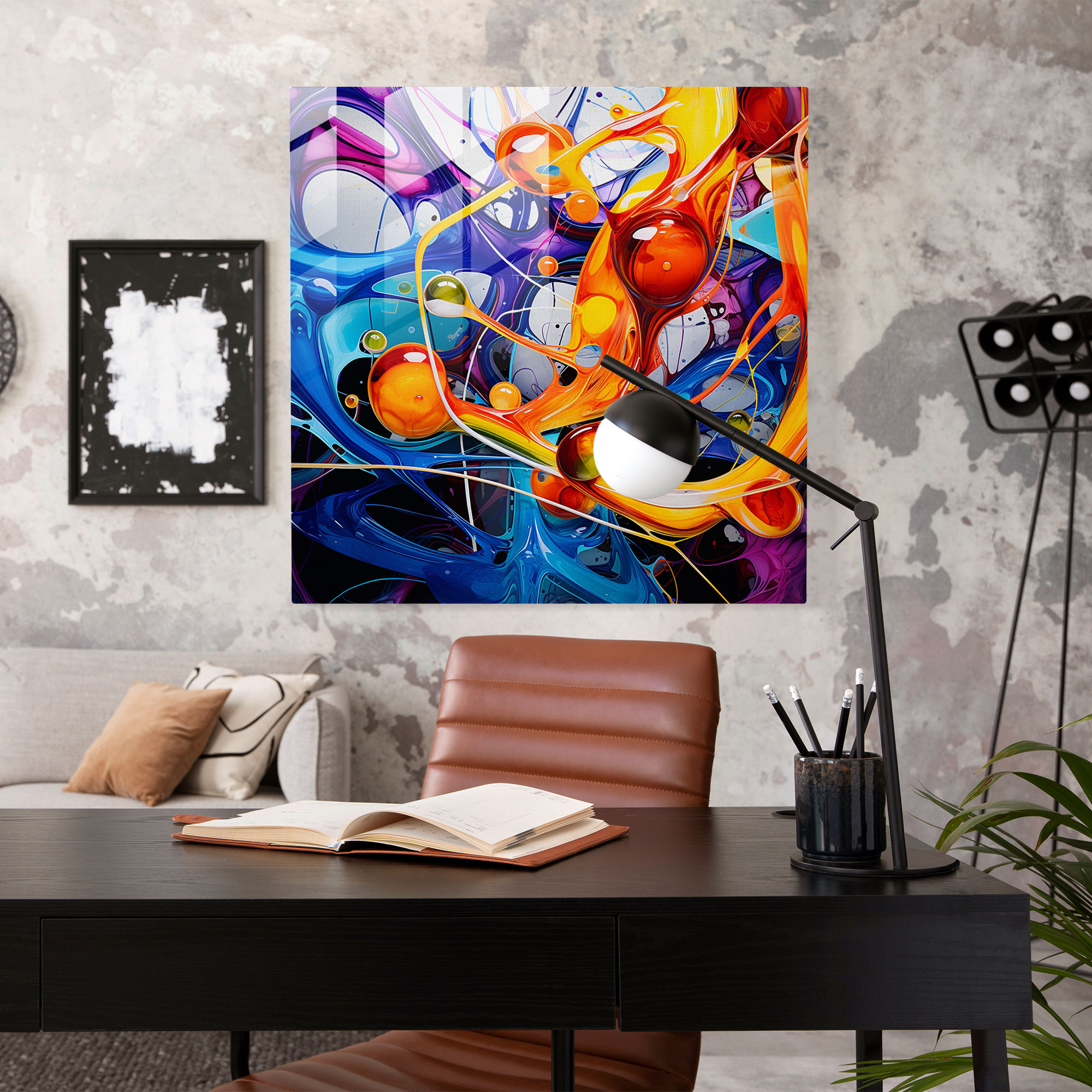 Goodfellas Abstract Glass Art - Goodfellas, Flowing Lines, Glass Wall Art, Abstract