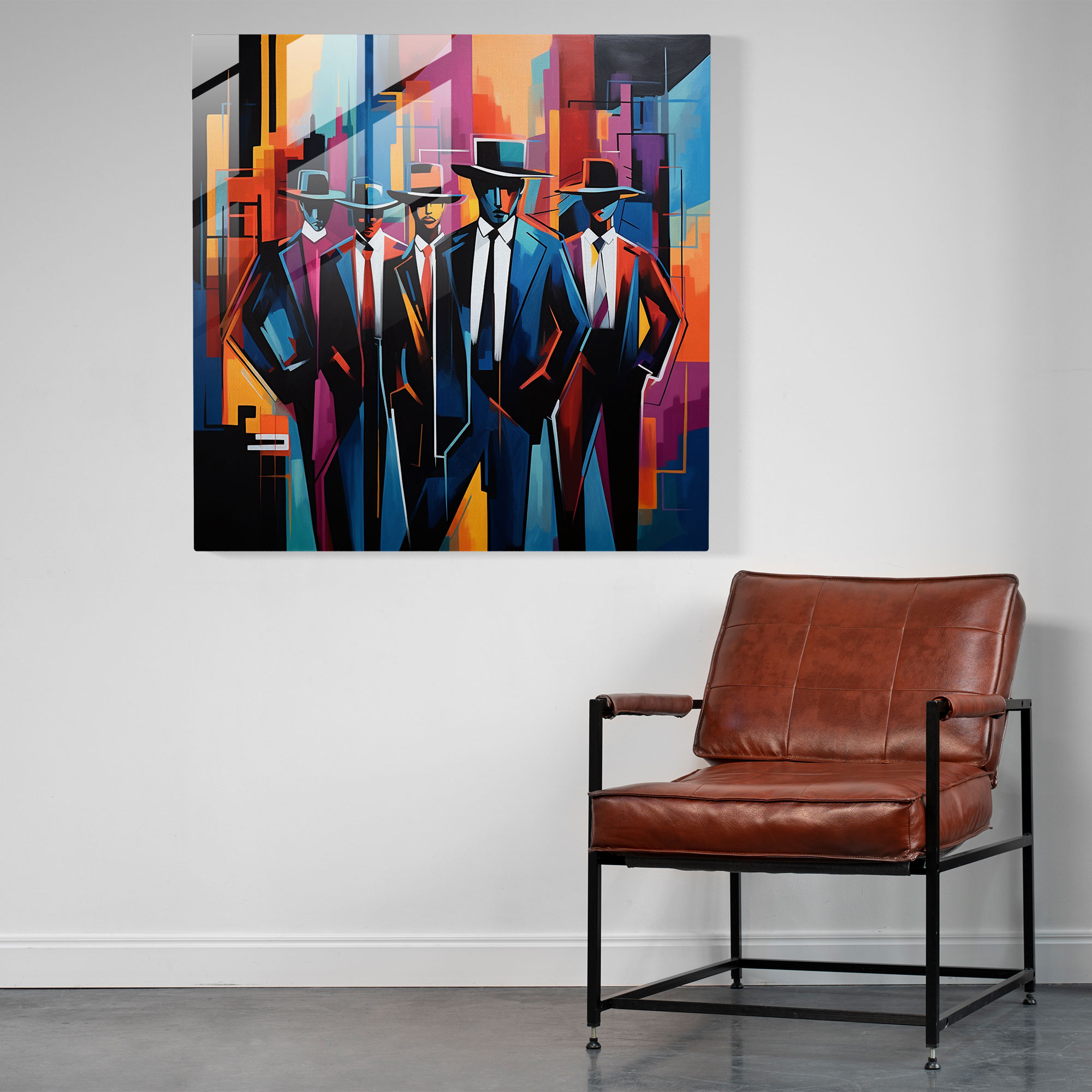 Goodfellas Glass Print - Abstract Gangsters Cityscape - Goodfellas, Glass Art, Wall Decoration, Glass Wall Art