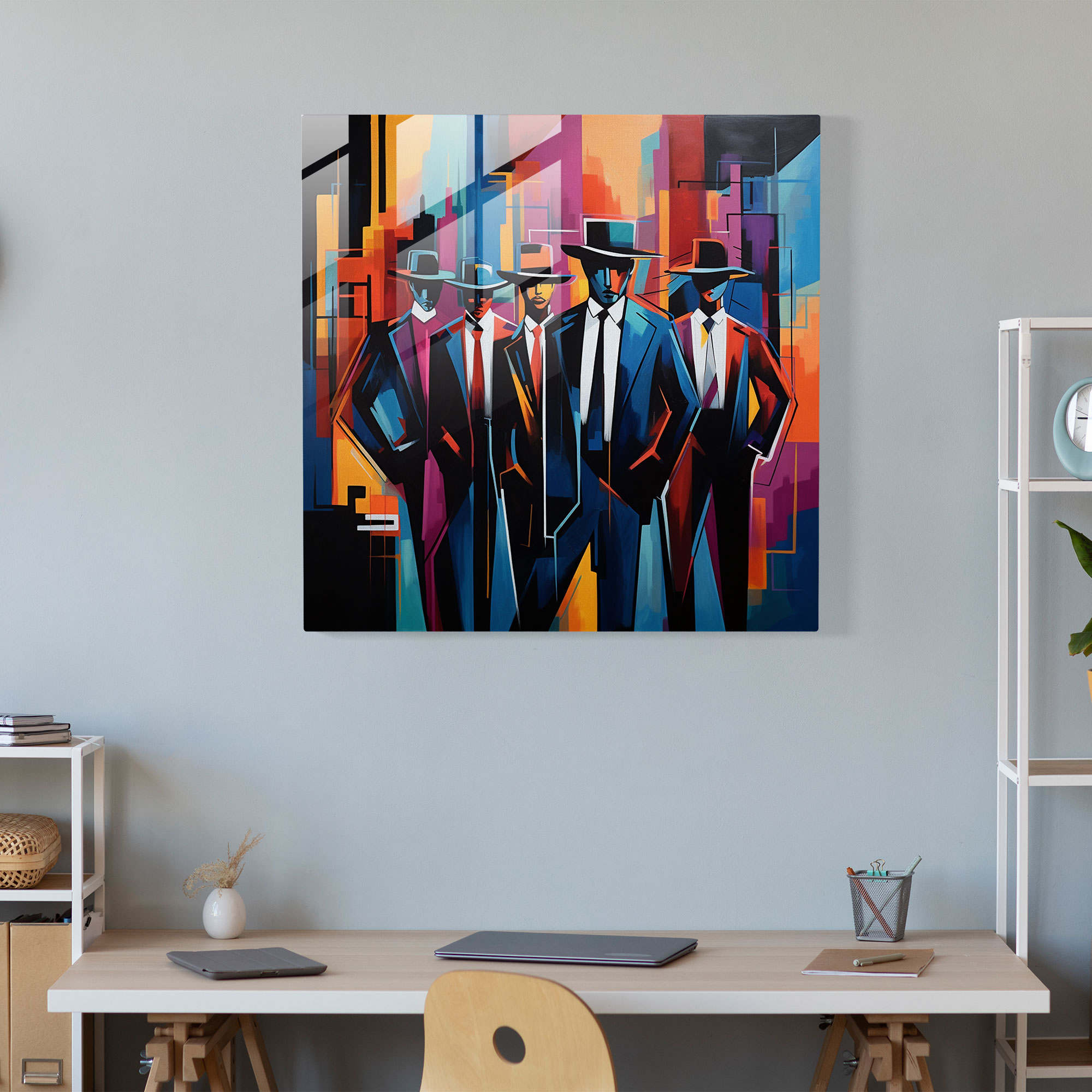 Goodfellas Glass Print - Abstract Gangsters Cityscape - Goodfellas, Glass Art, Wall Decoration, Glass Wall Art