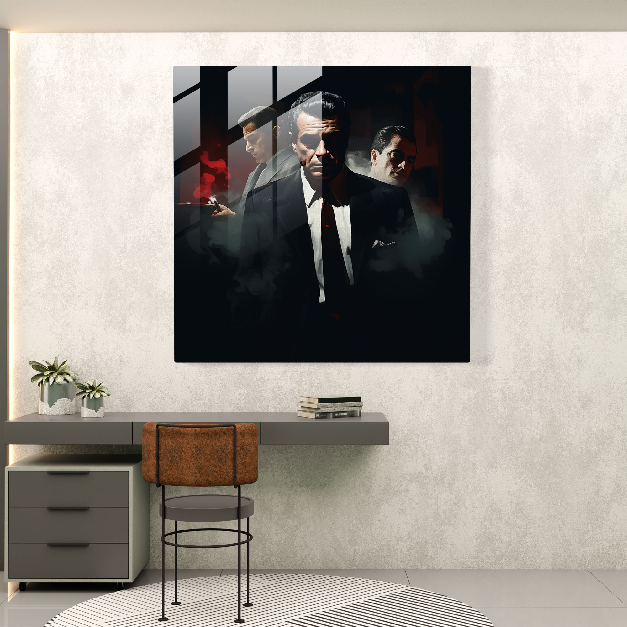 Goodfellas Glass Print - Noir Style Digital Illustration - Goodfellas, Glass Wall Art, Home Decoration, Goodfellas