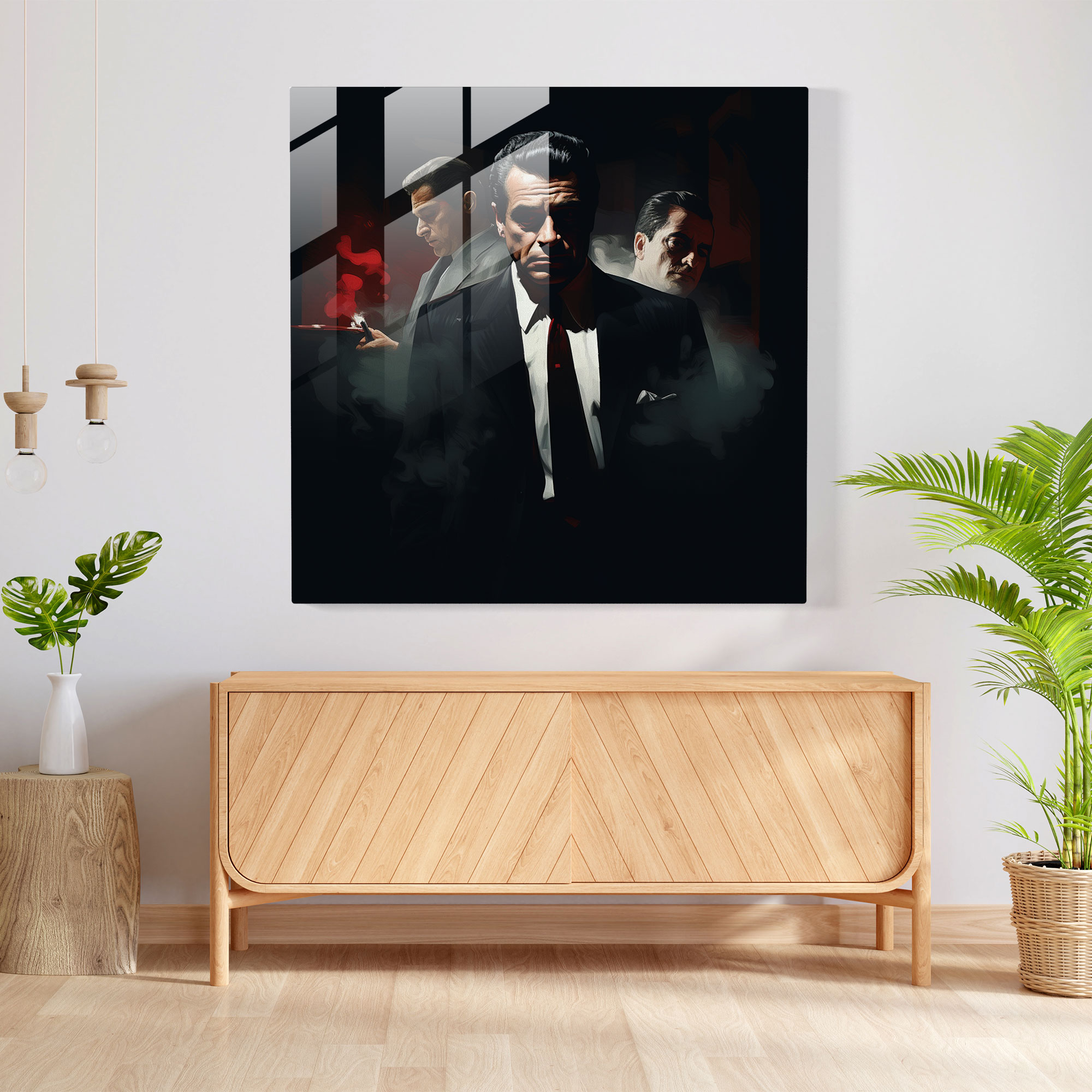 Goodfellas Glass Print - Noir Style Digital Illustration - Goodfellas, Glass Wall Art, Home Decoration, Goodfellas