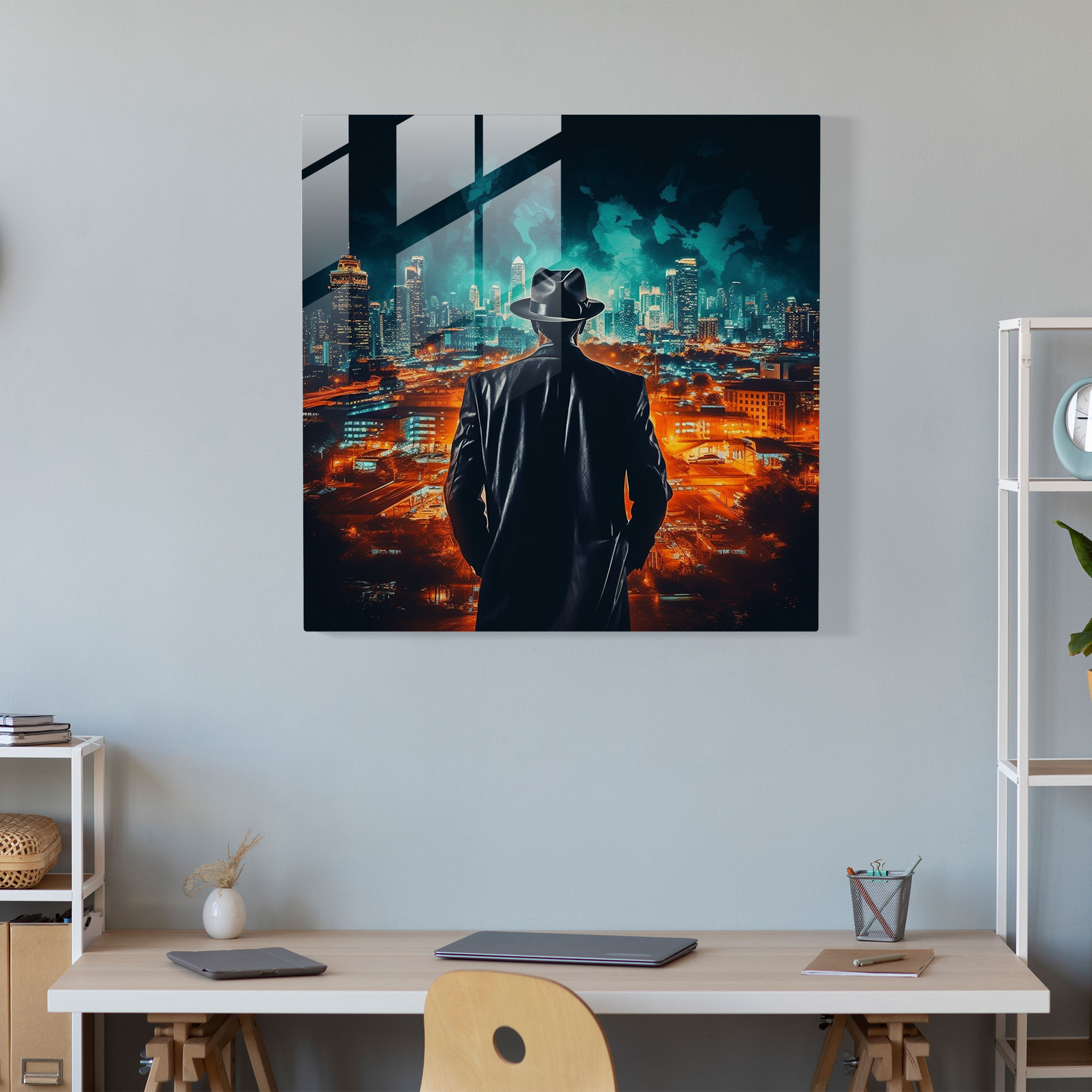 Intriguing Silhouette Glass Print - Goodfellas, Mobster, Wall Decoration, Fedora