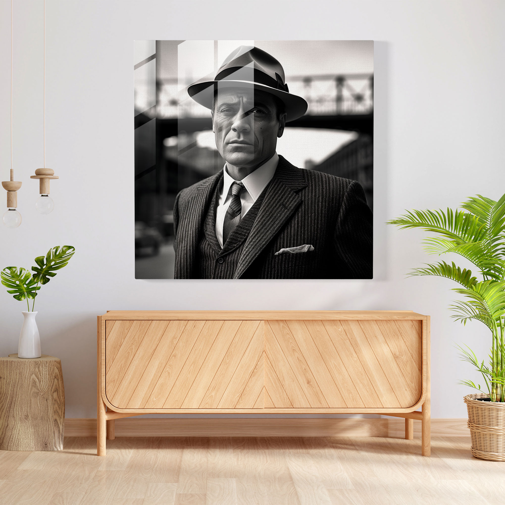 Goodfellas Glasbild - Goodfellas Geschenk Mobster Schwarz-Weiß Fotografie