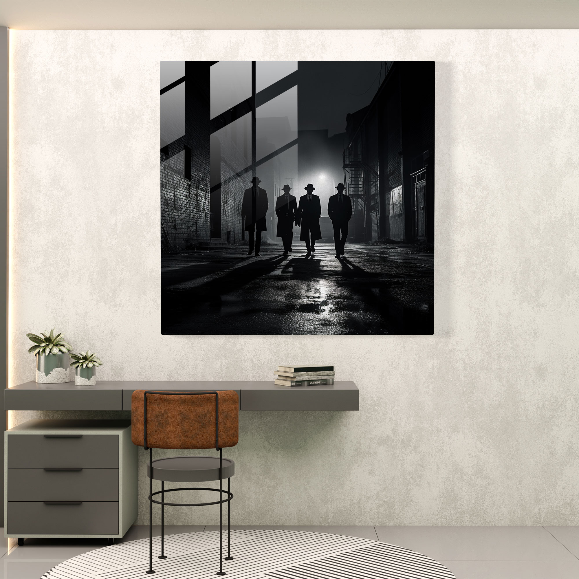 Goodfellas Cam Tablo - Modern Sanat Siyah Beyaz Fotoğraf Duvar Dekorasyonu