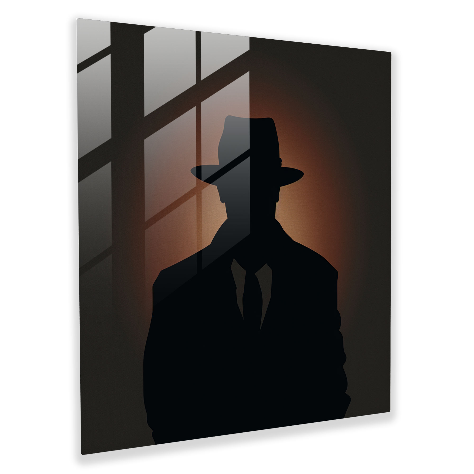 Minimalist Goodfellas Glass Print - Goodfellas, Silhouette, Fedora-Wearing Gangster, Glass Print