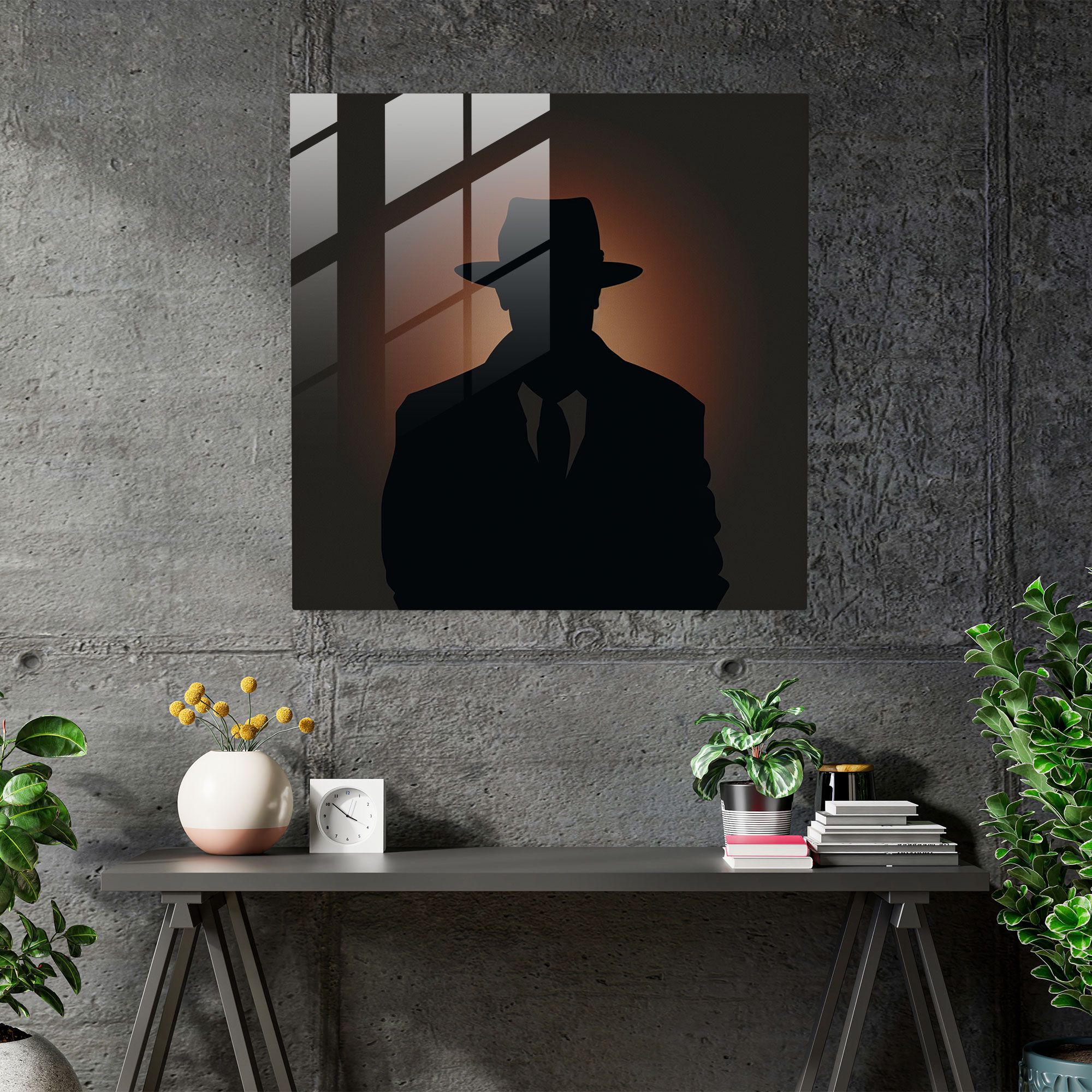 Minimalist Goodfellas Glass Print - Goodfellas, Silhouette, Fedora-Wearing Gangster, Glass Print