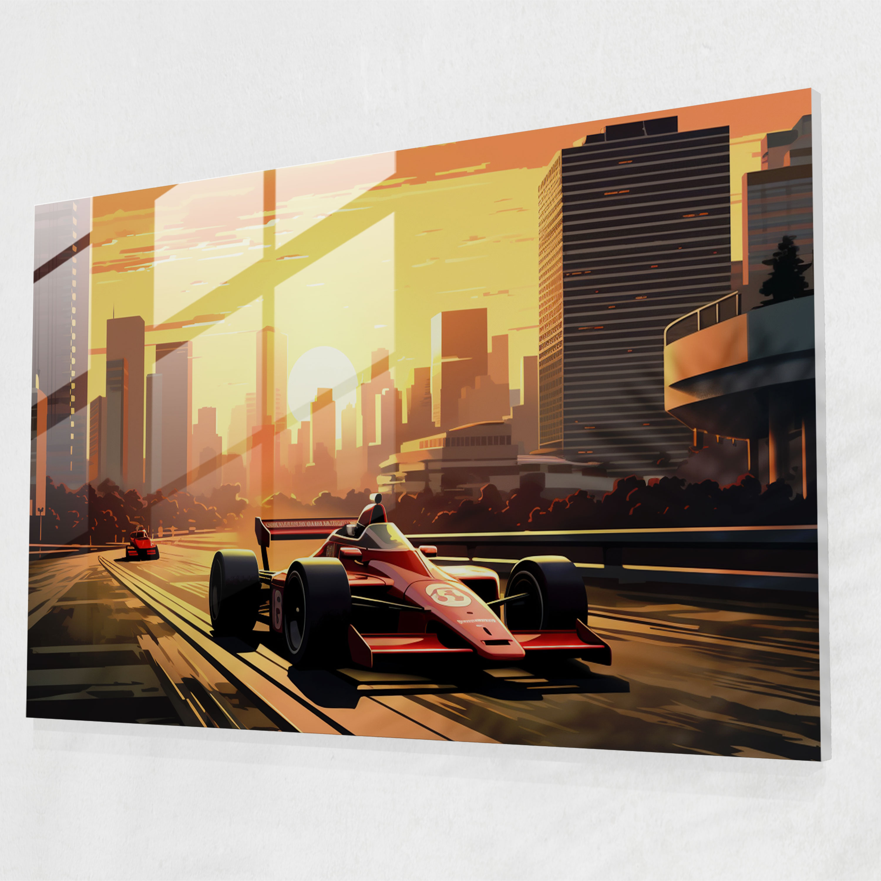 Formula 1 Retro Glass Print - Formula 1, Dusk, Glass Art, Formula 1 Car