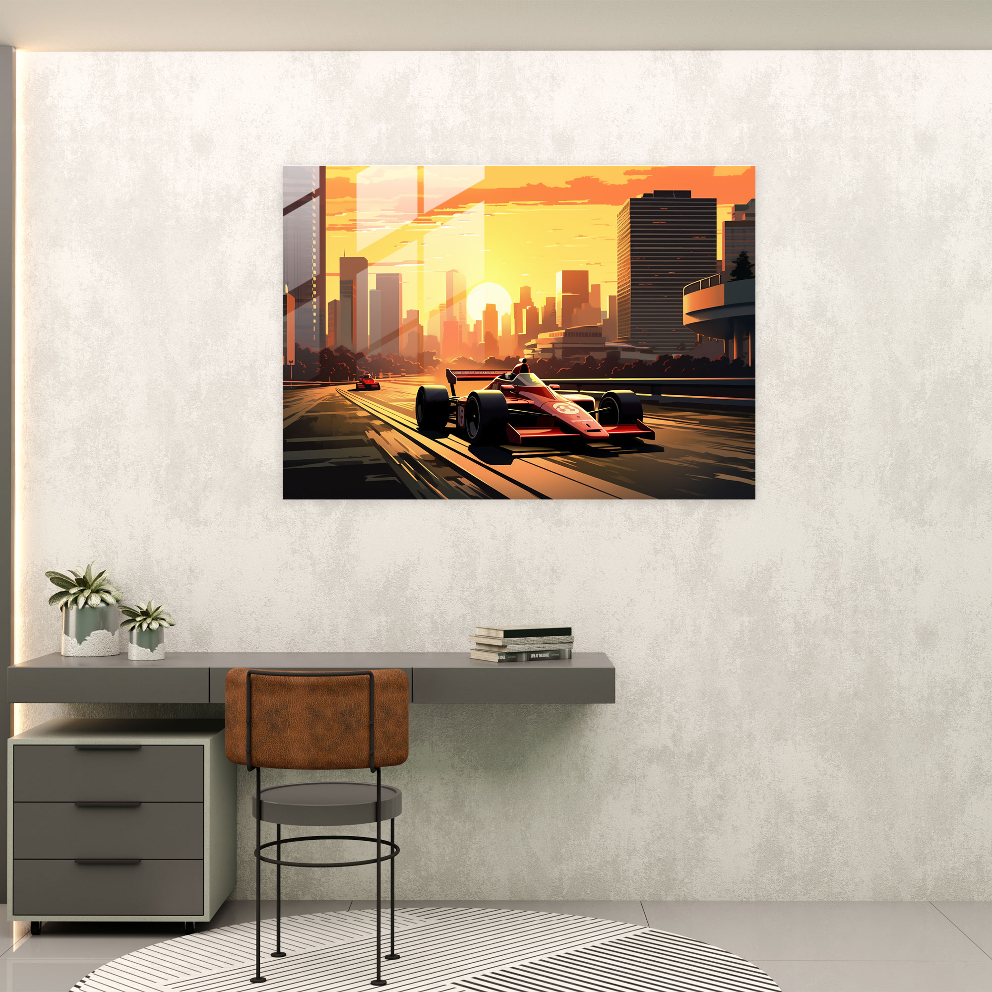 Formula 1 Retro Glass Print - Formula 1, Dusk, Glass Art, Formula 1 Car