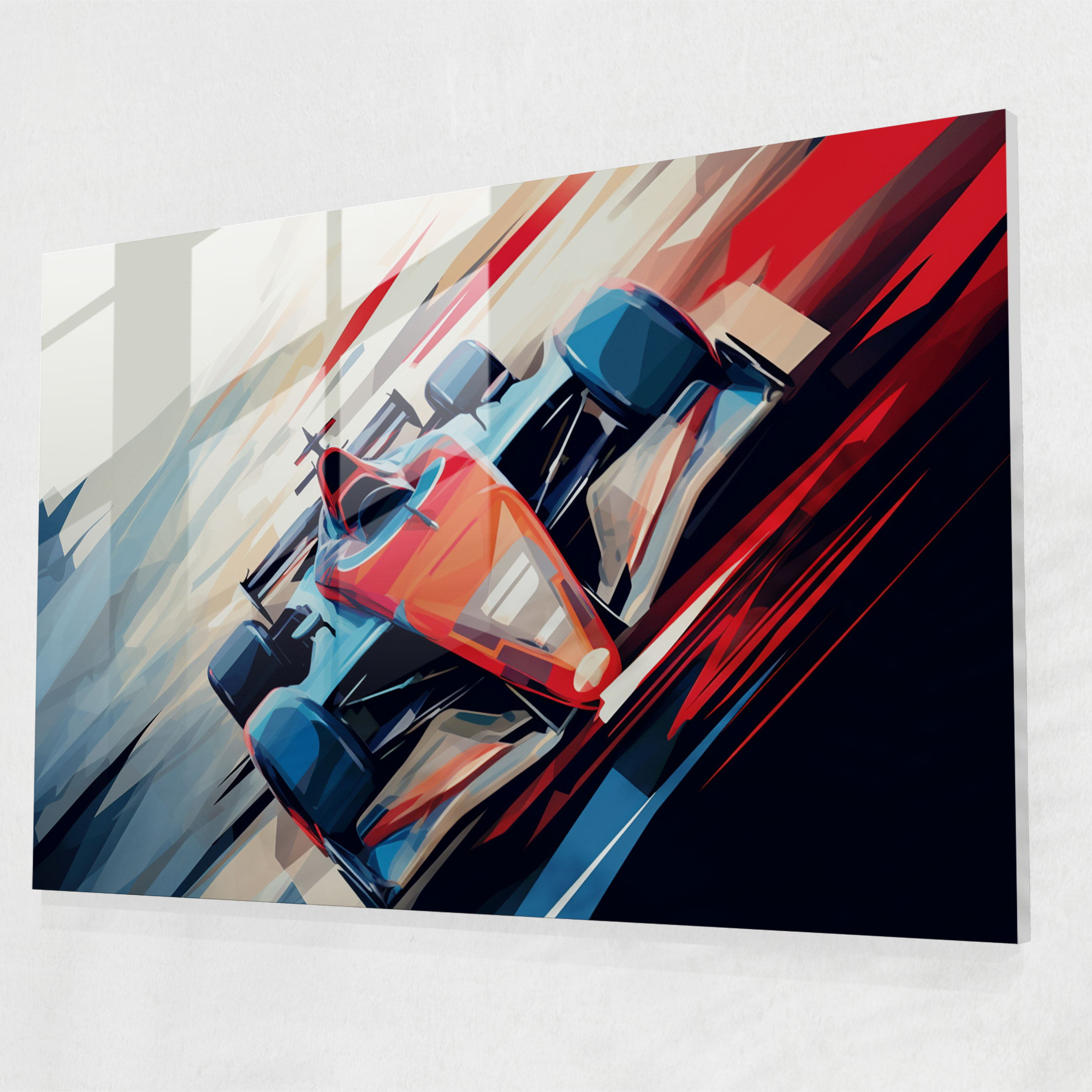 Formula 1 Geometric Glass Wall Art - Formula 1, Shapes, Dynamic Display, Illustration