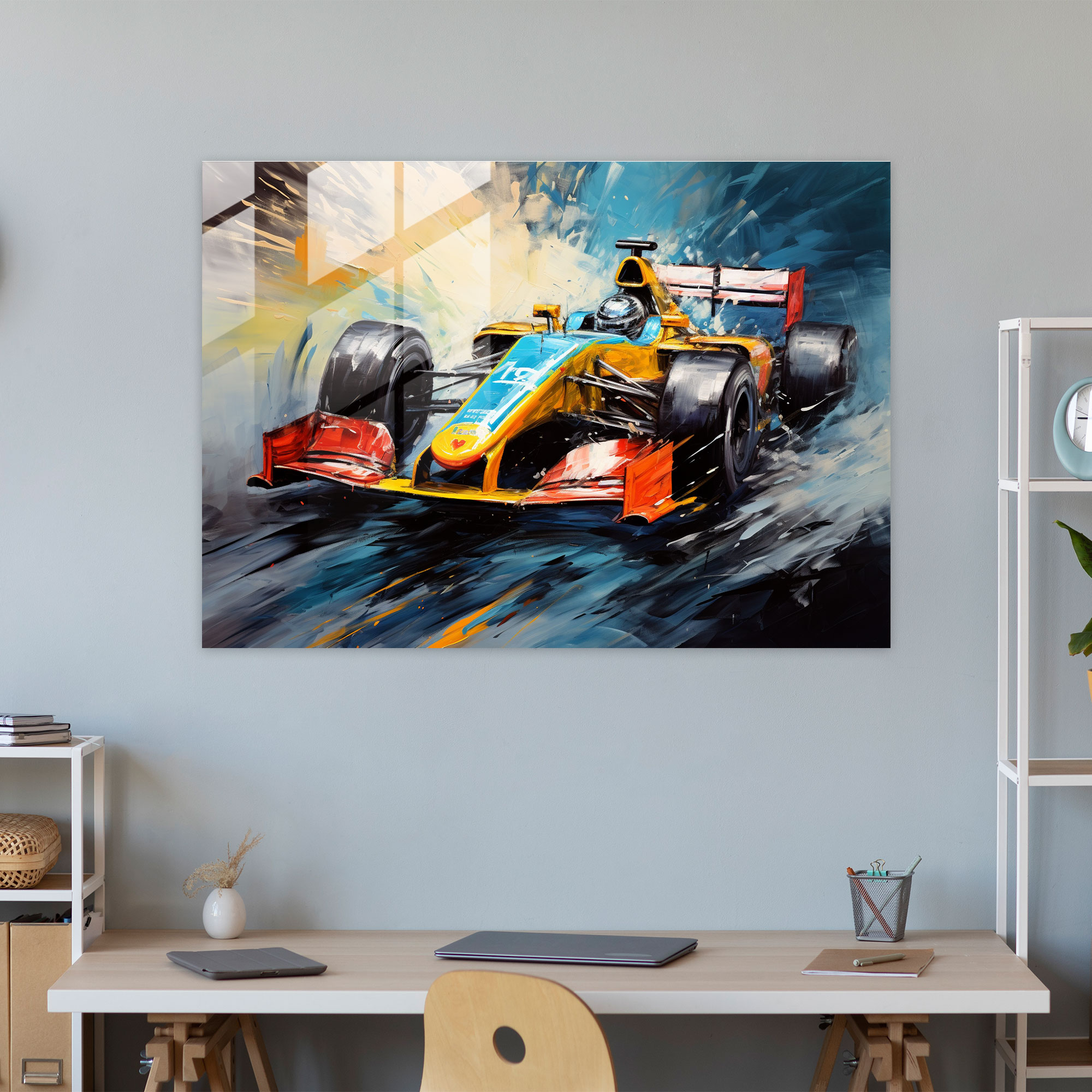 Formula 1 Cam Tablo - Formula 1 Cam Sanatı Ev Dekorasyonu Yağlı Boya