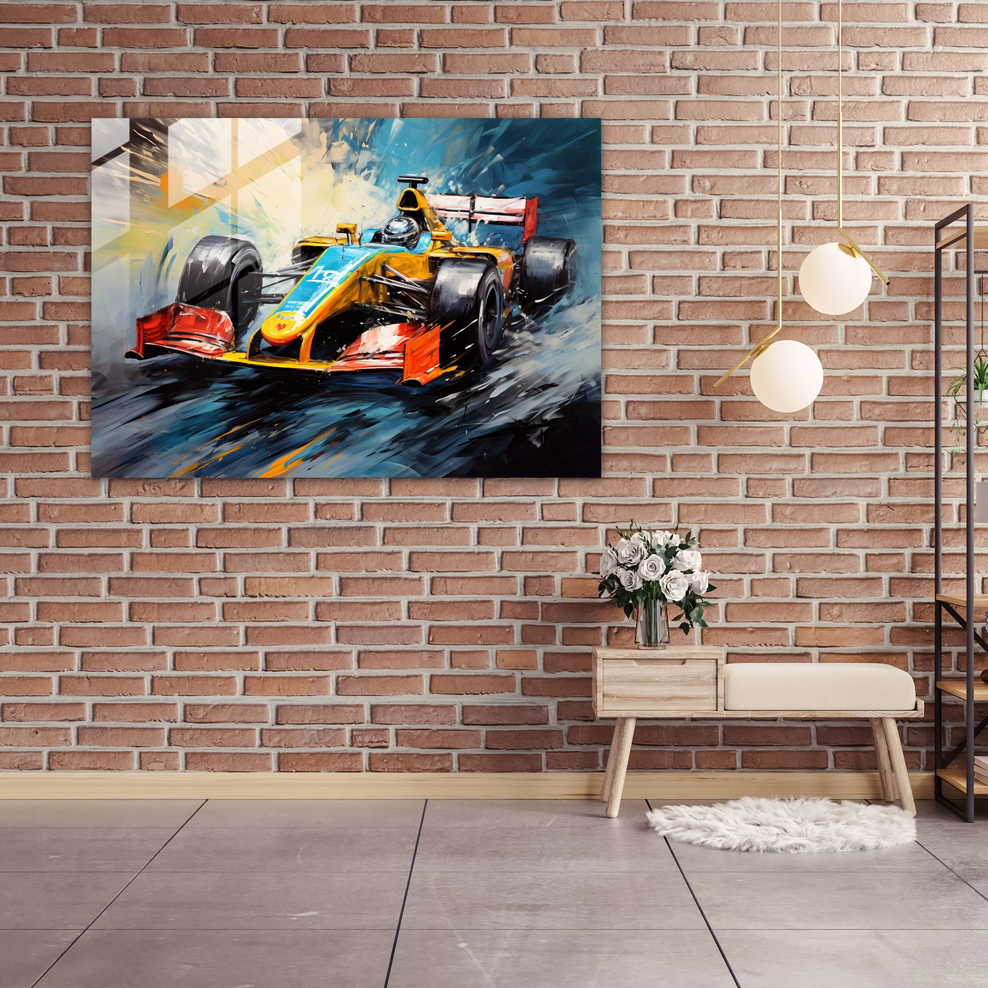Formula 1 Cam Tablo - Formula 1 Cam Sanatı Ev Dekorasyonu Yağlı Boya