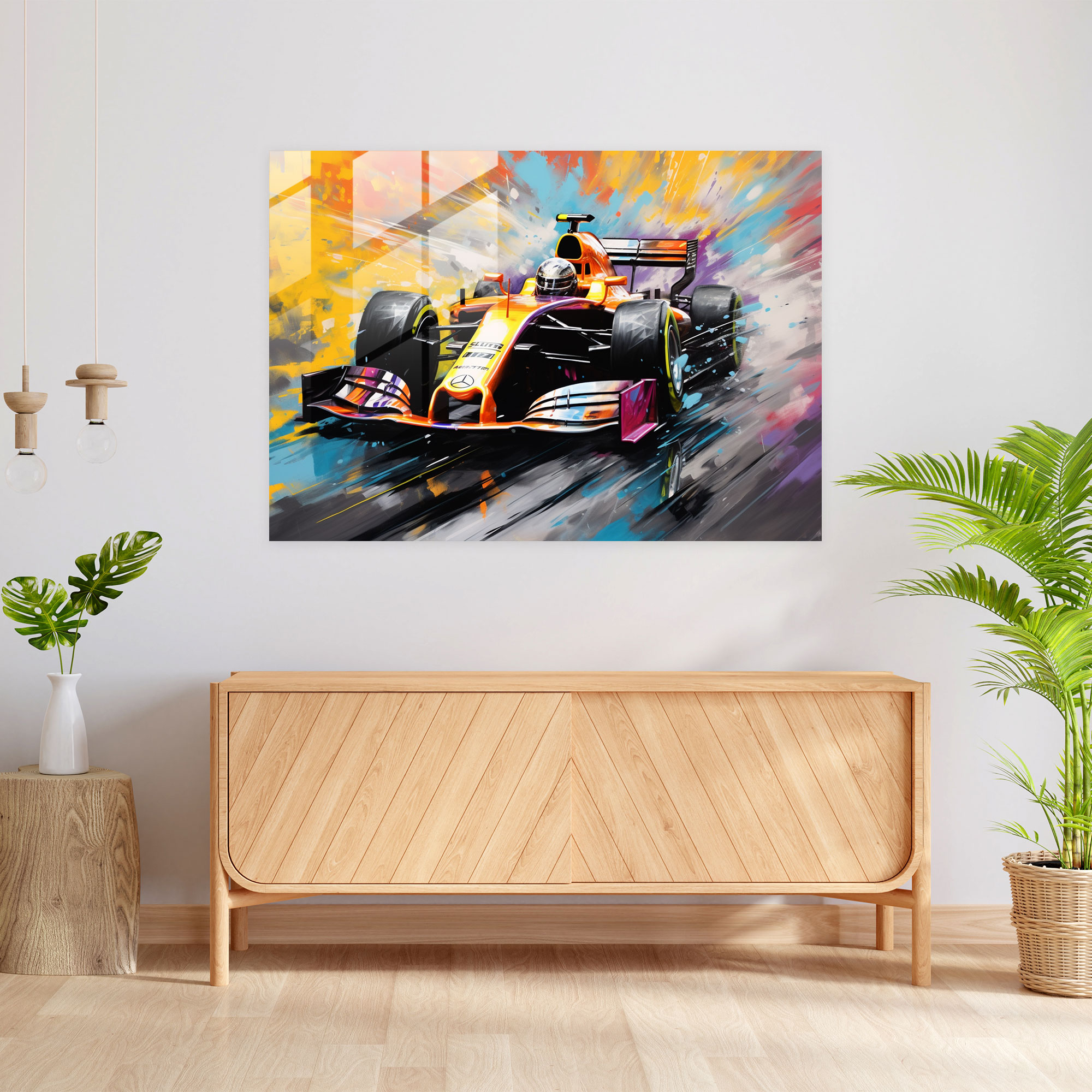 Formula 1 Cam Tablo Sanatı - Yarış Hız ve Enerji