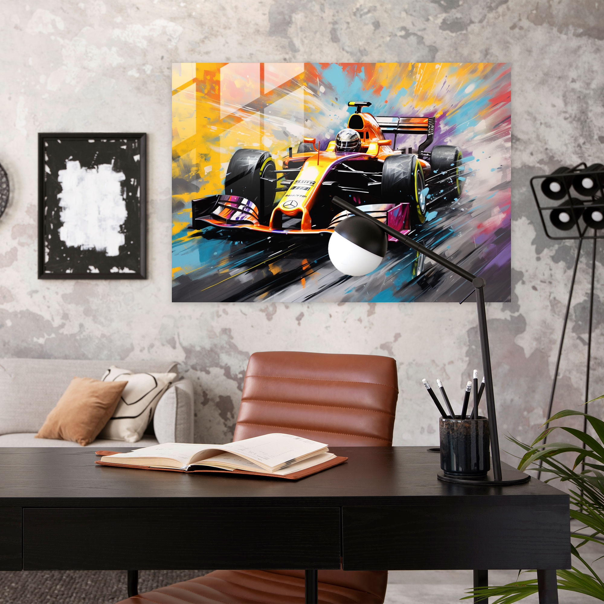 Formula 1 Cam Tablo Sanatı - Yarış Hız ve Enerji