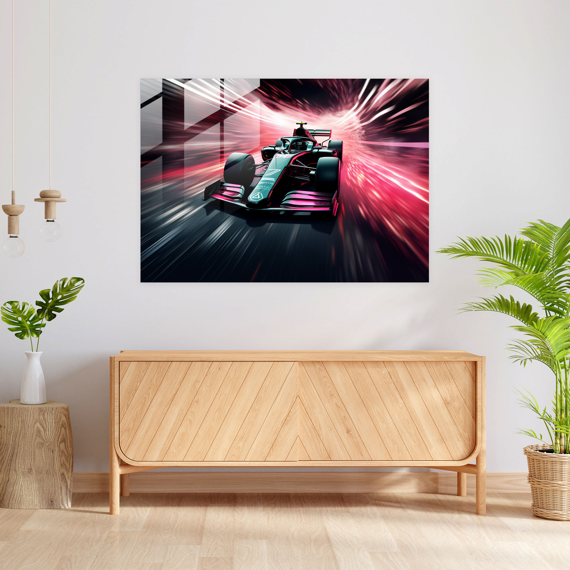 Formula 1 Cam Sanatı - Dijital İllüstrasyon Cam Tablo