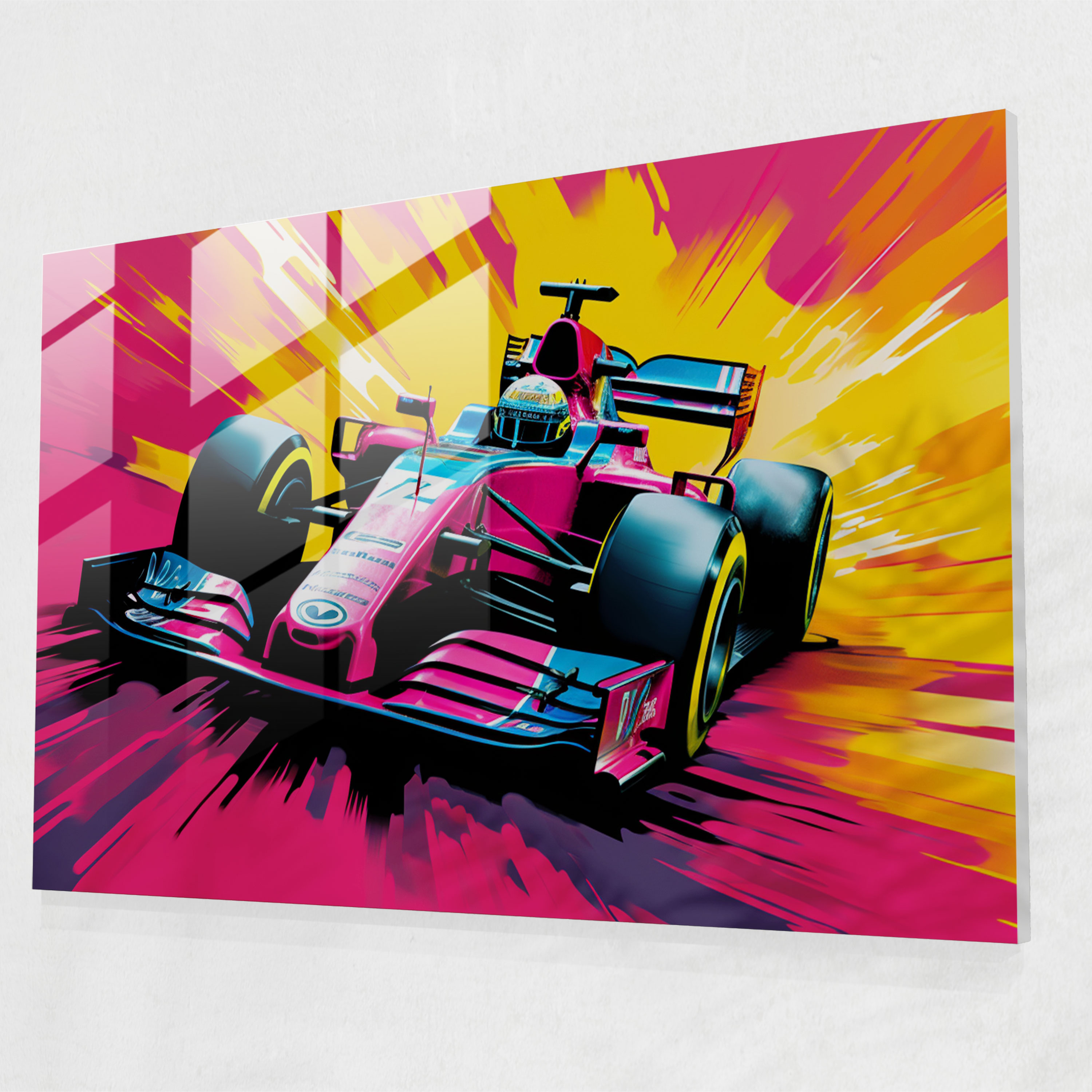Formula 1 Glass Wall Art - Formula 1, Vibrant, Dynamic Lines, Pop Art