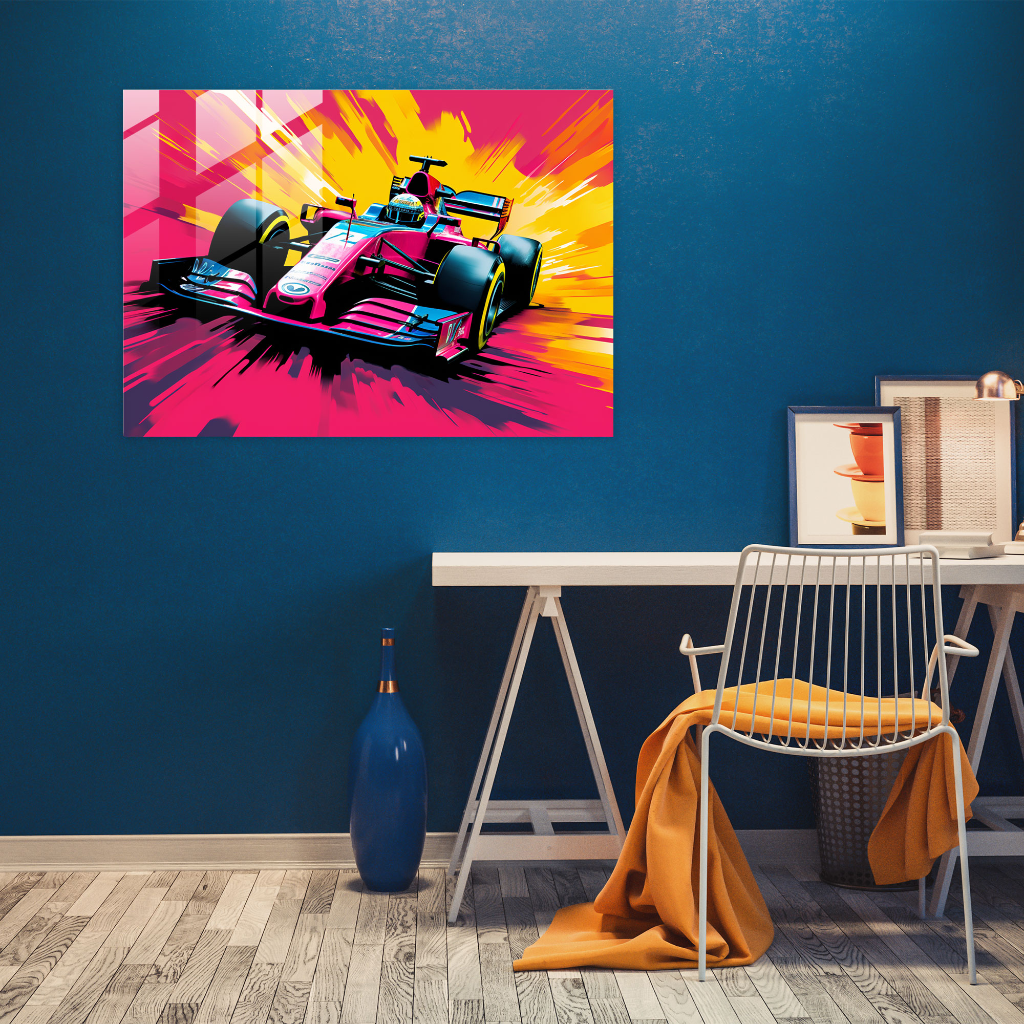 Formula 1 Glass Wall Art - Formula 1, Vibrant, Dynamic Lines, Pop Art