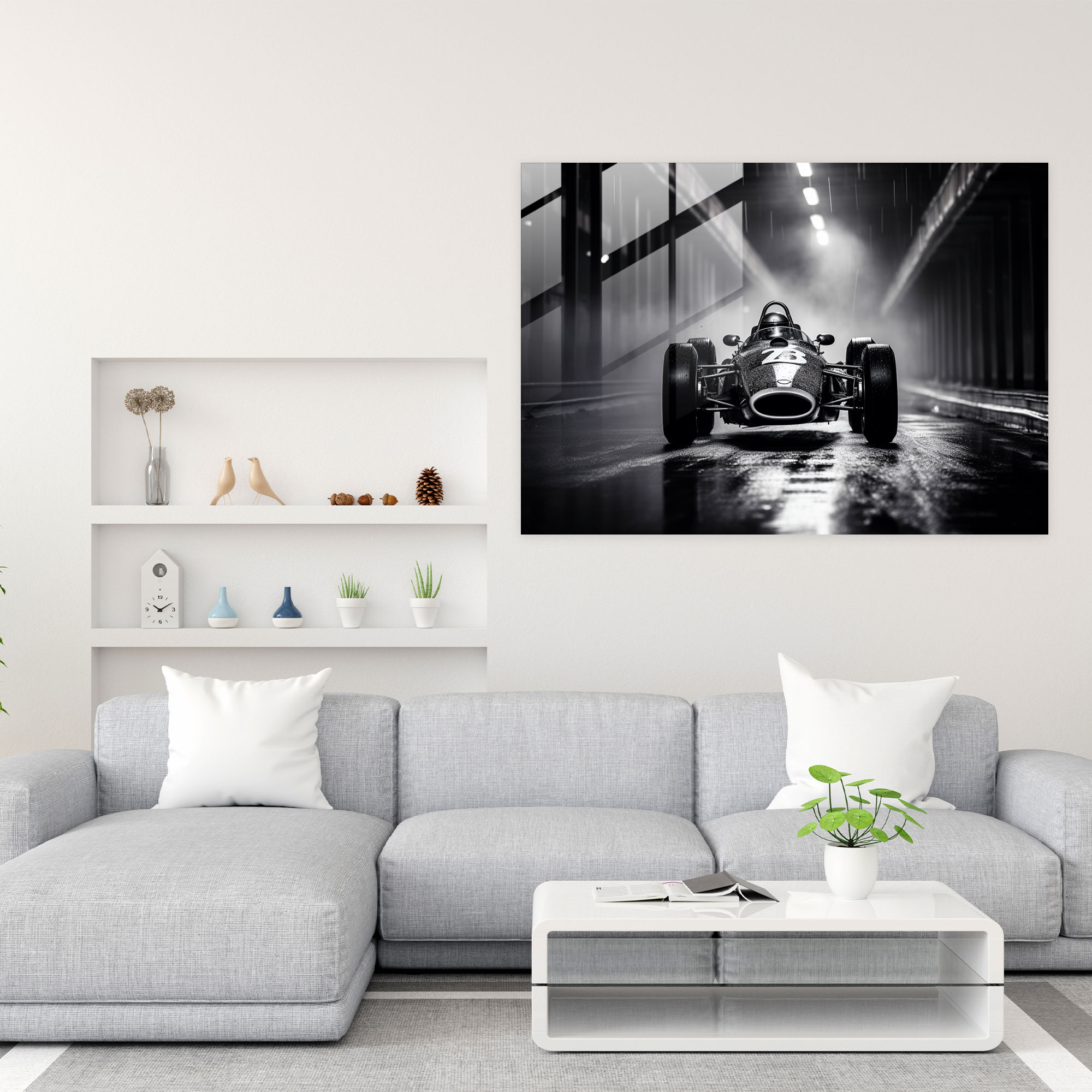 Formula 1 Glass Wall Art - Formula 1, Glass Wall Art, Monochromatic Elegance, Glass Art