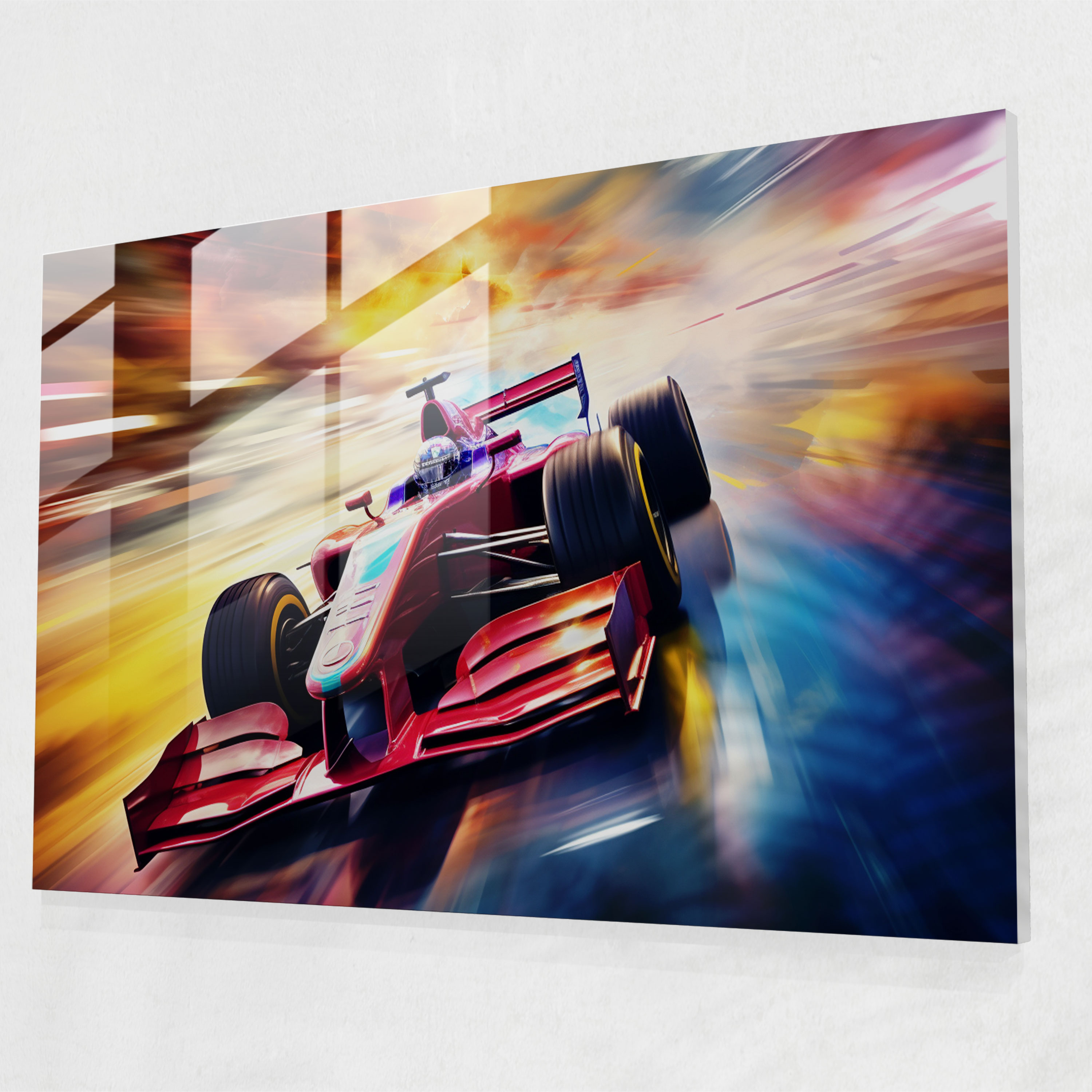 Formula 1 Cam Tablo - Ev Dekorasyonu Hızlı Araba Cam Sanatı