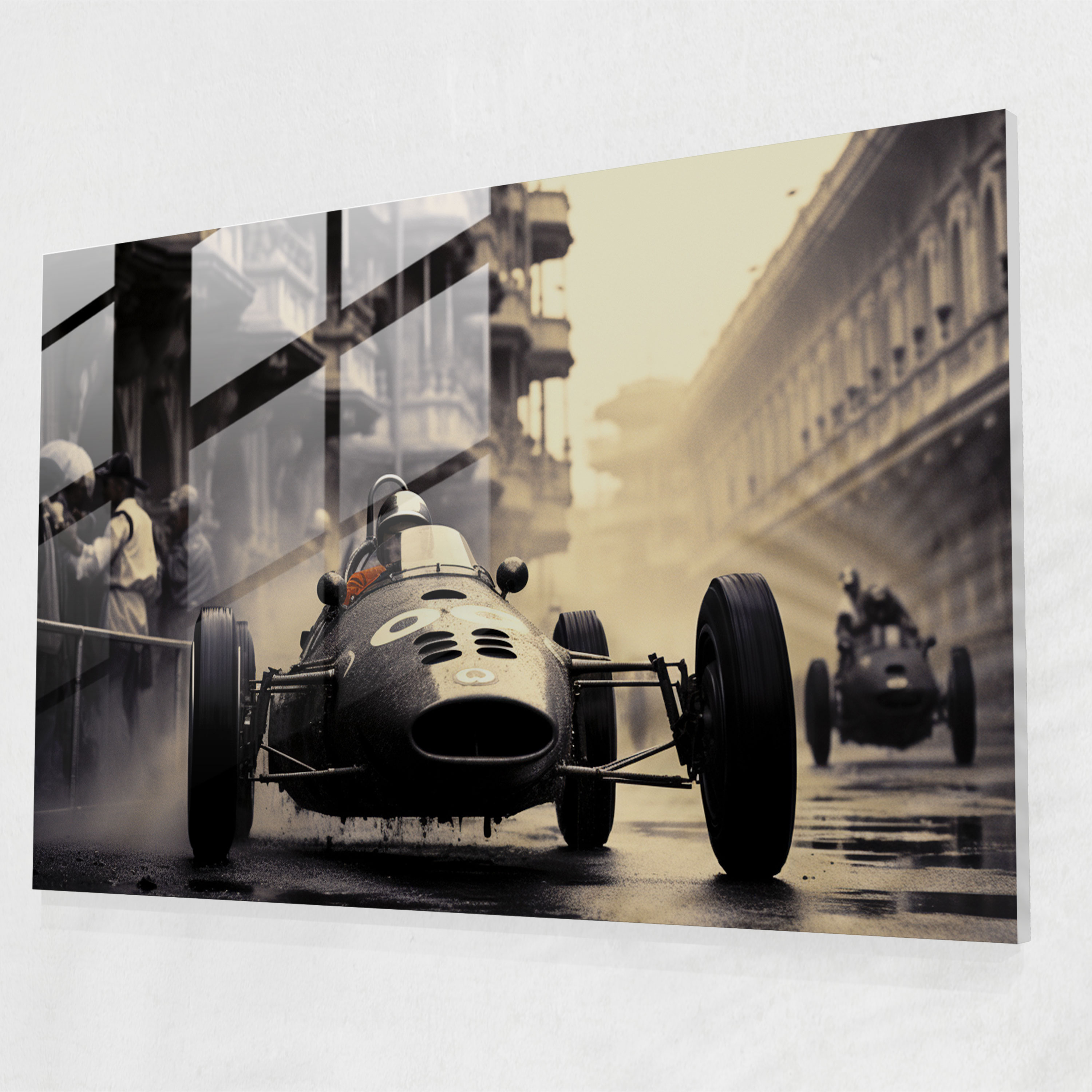 Vintage Formula 1 Cam Tablo - Formula 1 Duvar Dekorasyonu Ev Dekorasyonu Siyah ve Beyaz