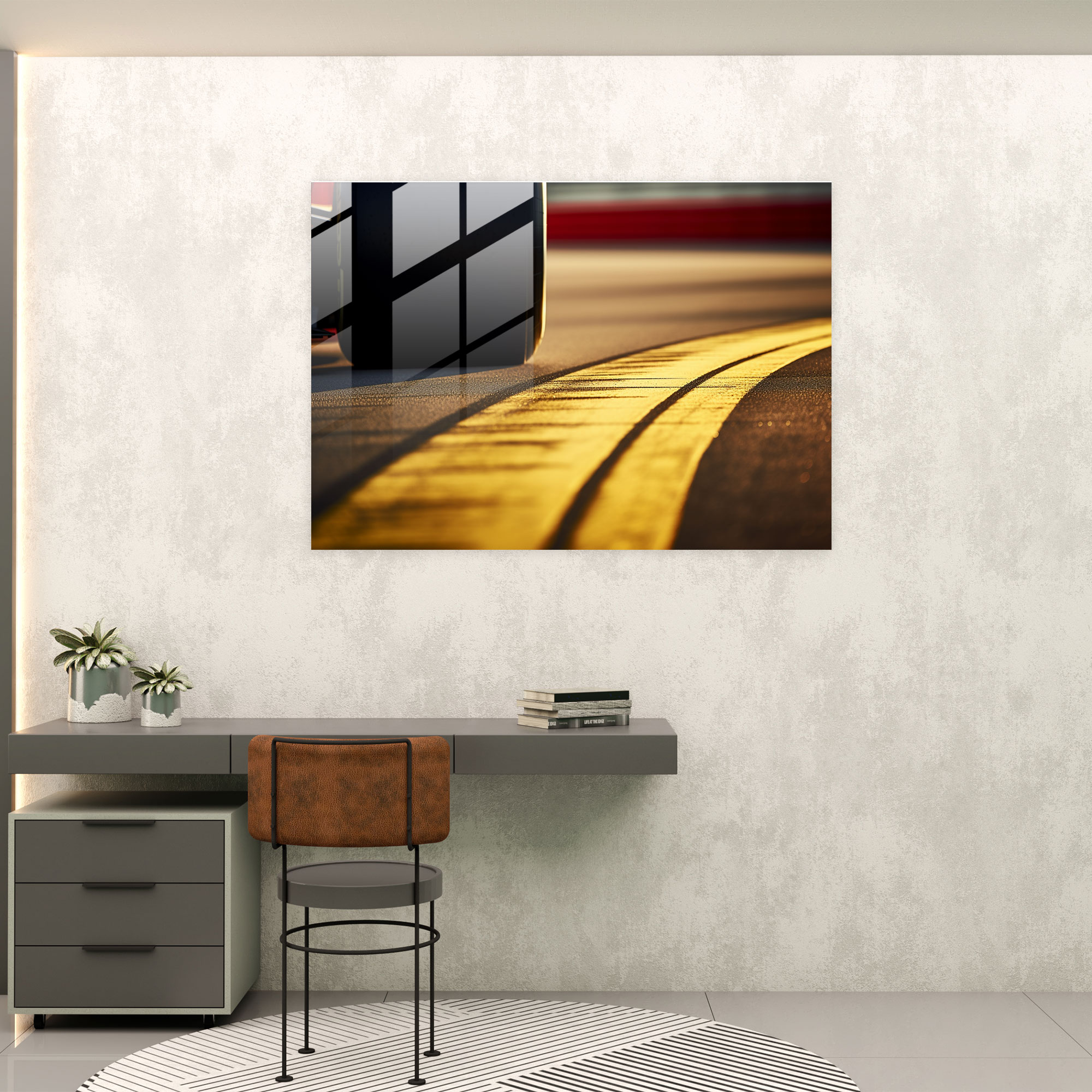 Formula 1 Tire Marks Glass Print - Formula 1, Intensity, Glass Wall Art, Precision