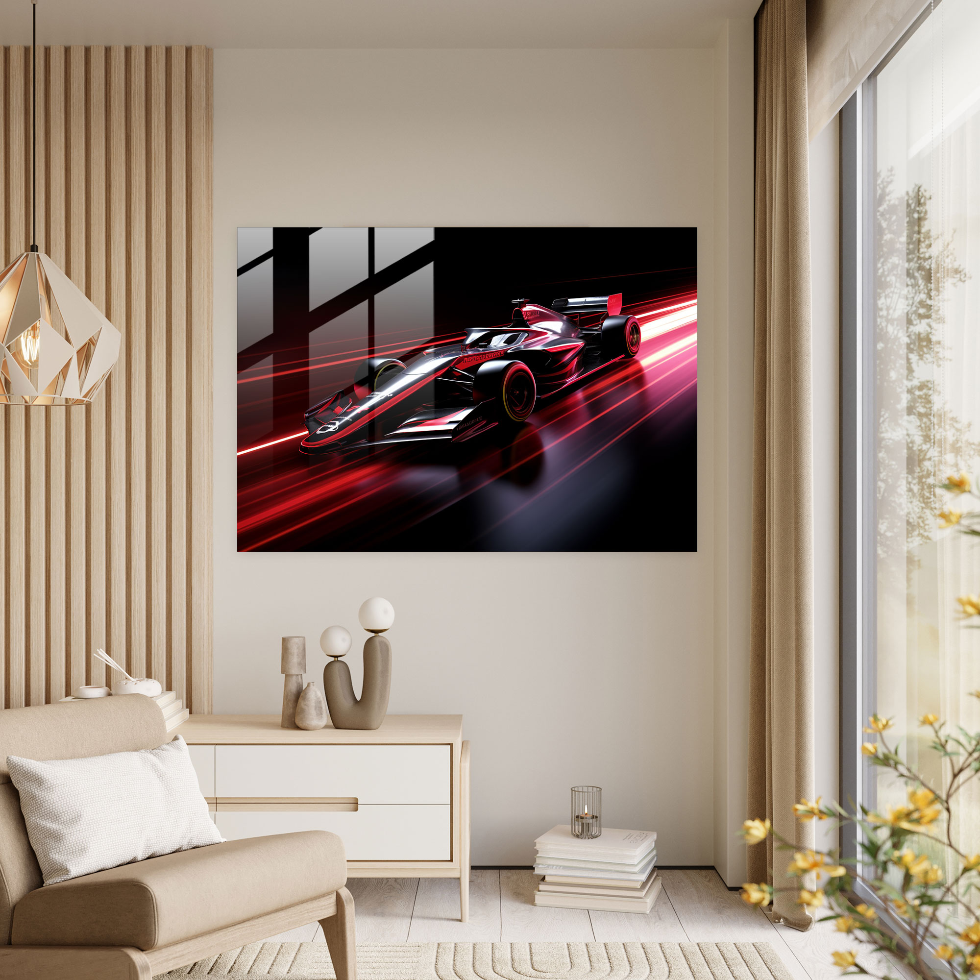 Sleek Formula 1 Glass Print - Formula 1, Wall Decoration, Glass Art, Glass Print