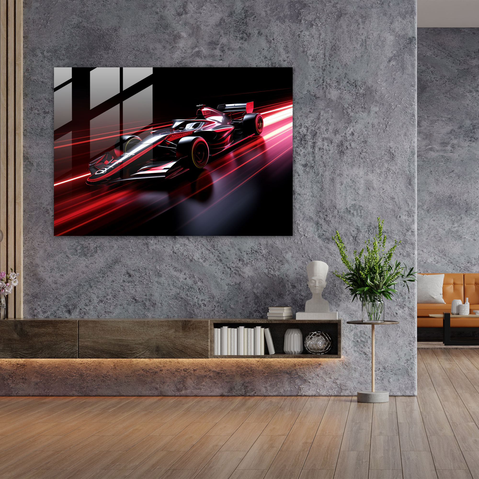 Sleek Formula 1 Glass Print - Formula 1, Wall Decoration, Glass Art, Glass Print