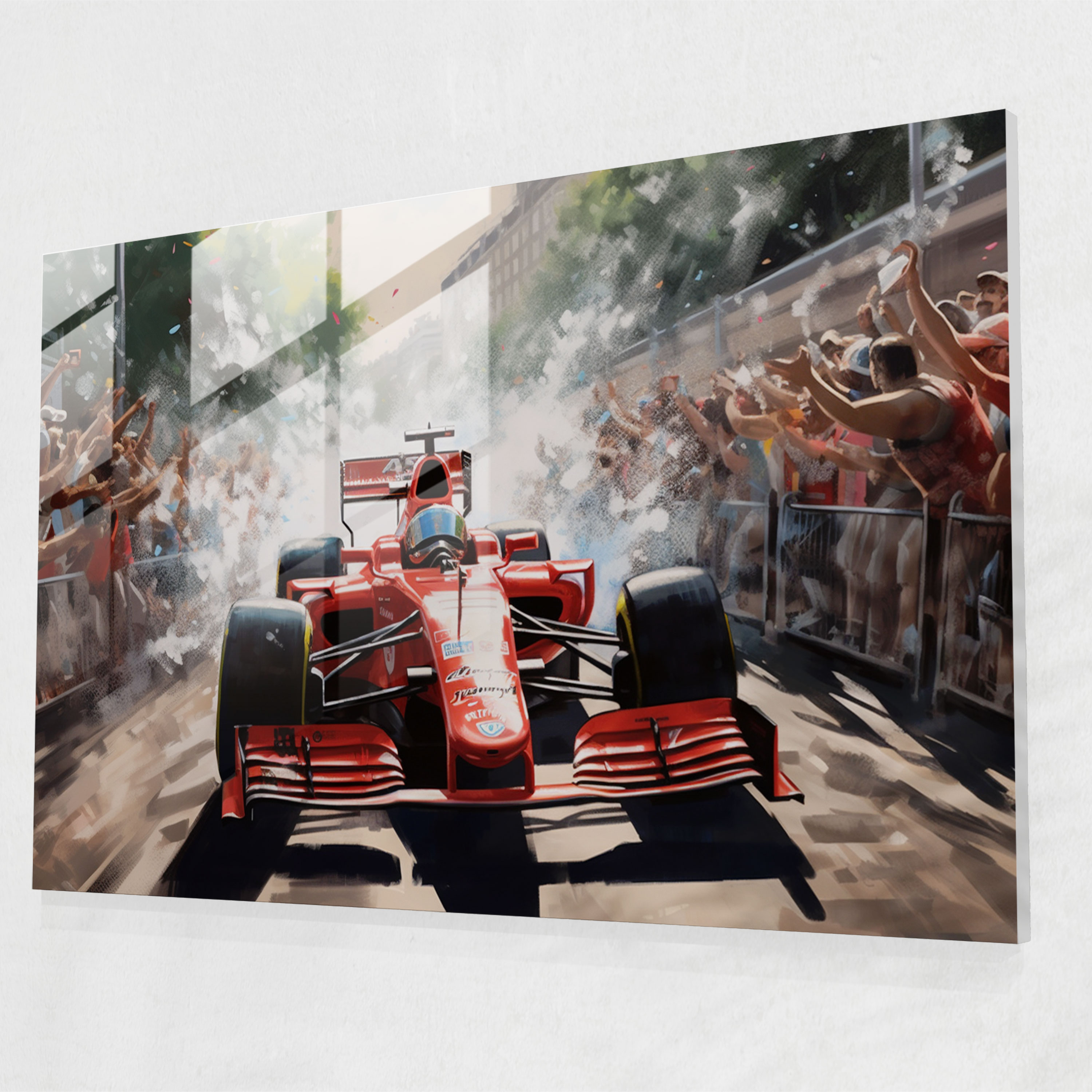 Cheering Crowd Formula 1 Glass Print - Formula 1, Depiction, Cheering Crowd, Excitement