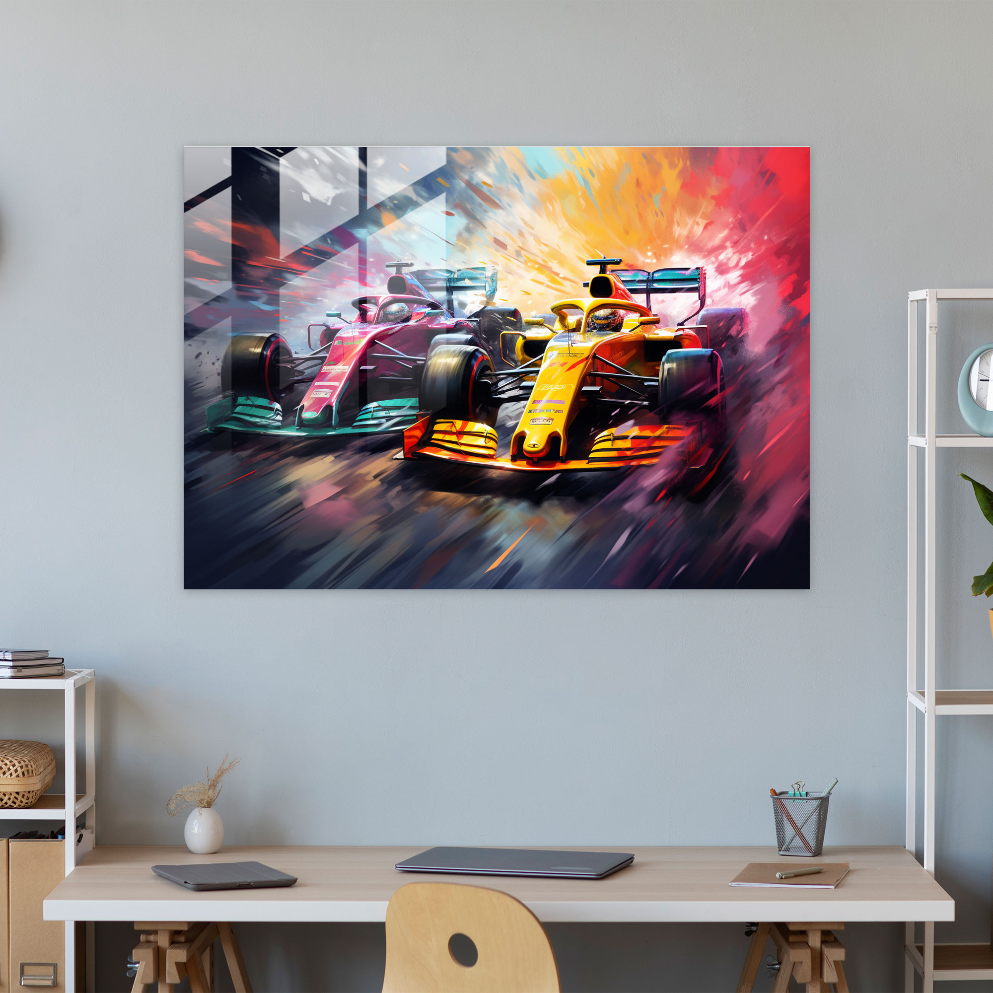 Colorful Formula 1 Glass Print - Formula 1, Dynamic, Glass Wall Art, Vibrant Colors