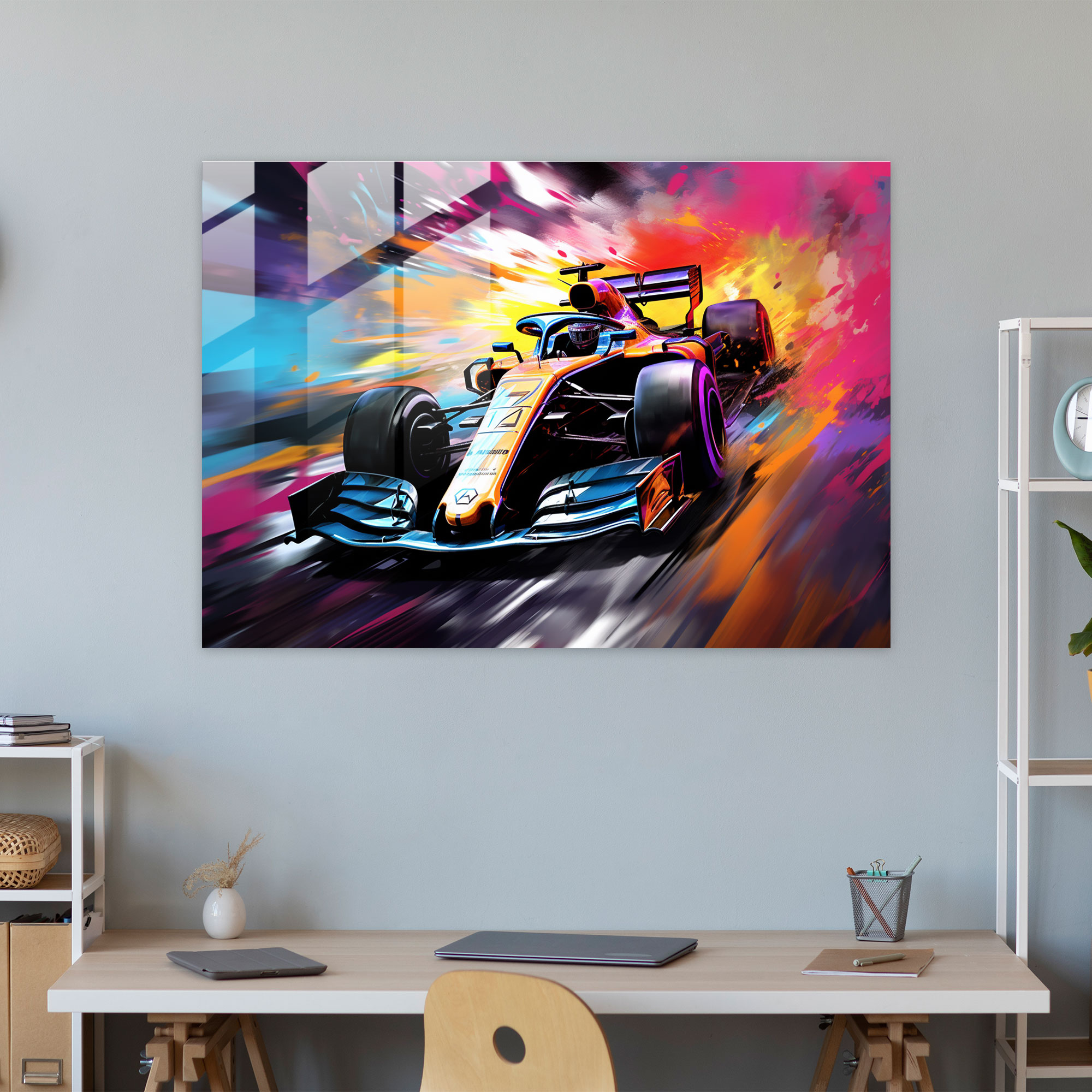 Formula 1 Abstract Glass Wall Art - Formula 1, Bold Colors, Glass Art, Glass Wall Art