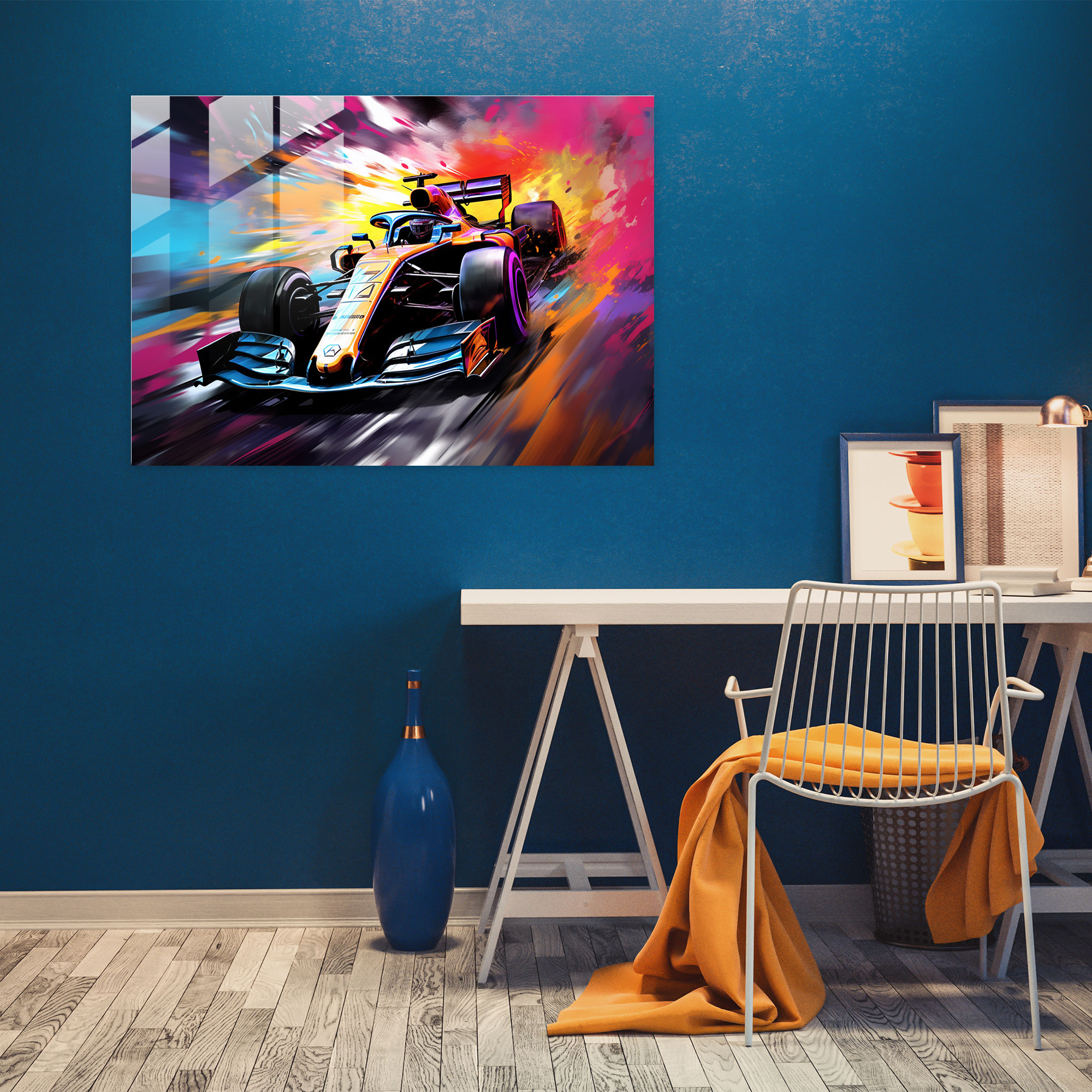 Formula 1 Abstract Glass Wall Art - Formula 1, Bold Colors, Glass Art, Glass Wall Art