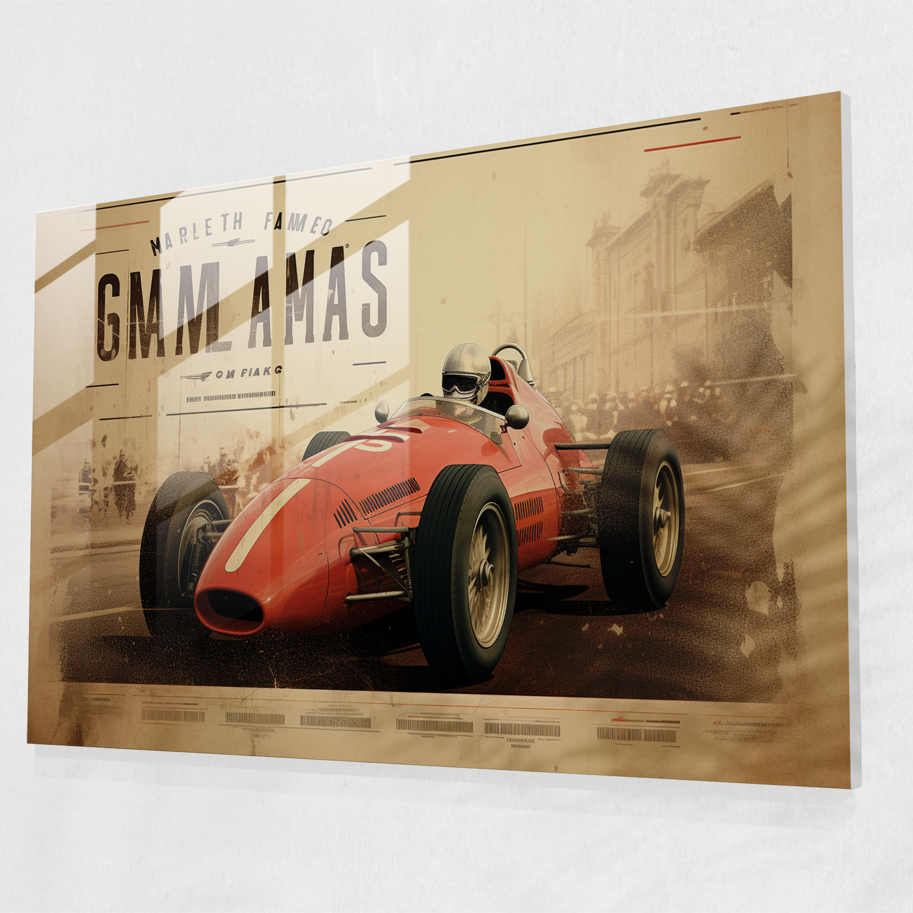 Formula 1 Vintage Glass Print - Formula 1, Nostalgia, Vintage Poster, Classic Cars
