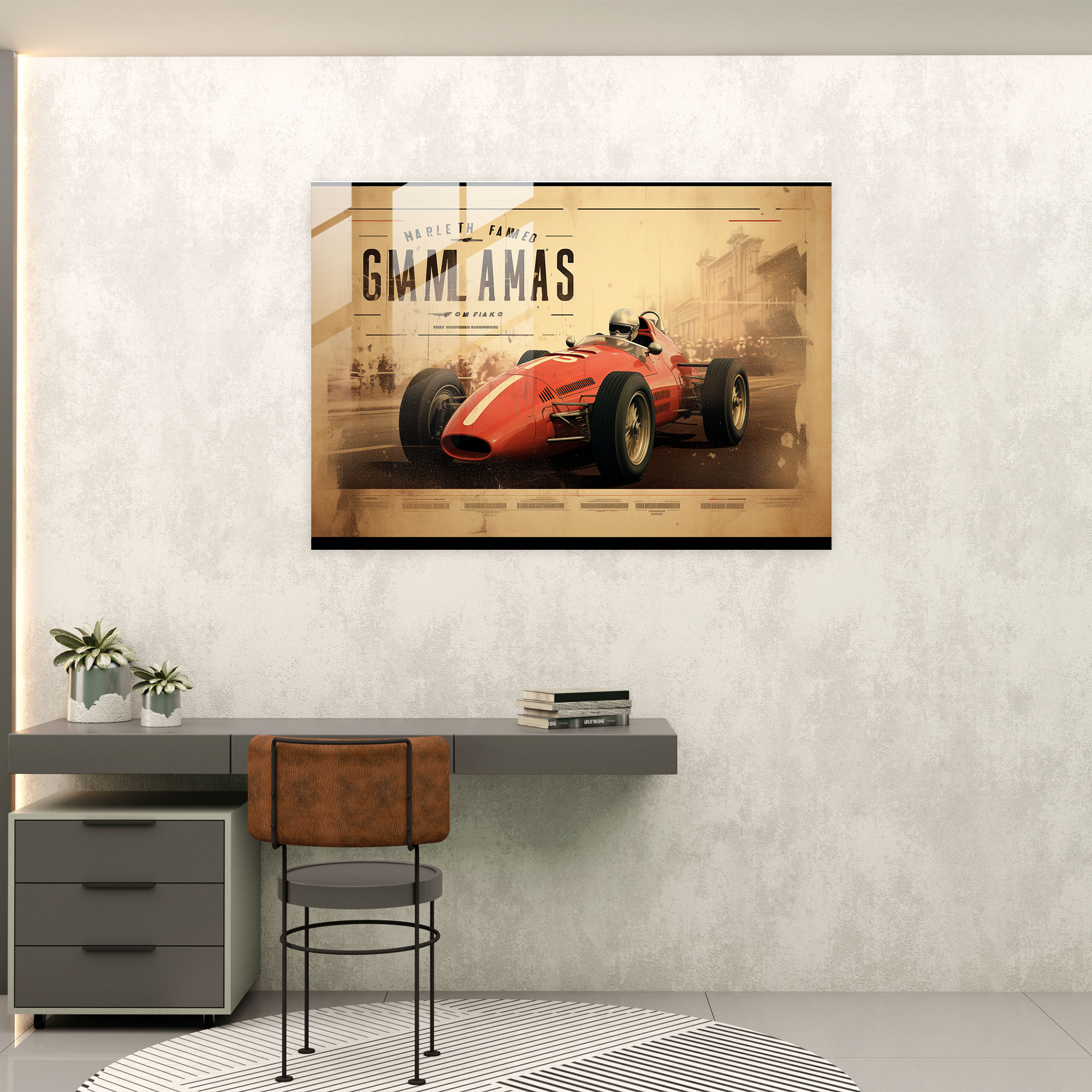 Formula 1 Vintage Glass Print - Formula 1, Nostalgia, Vintage Poster, Classic Cars